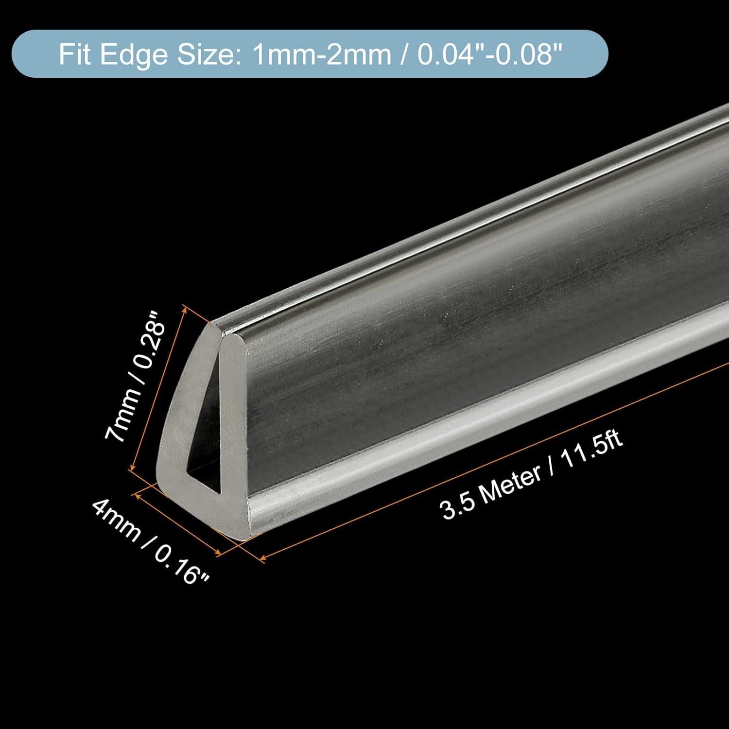 Borde de Canal en U uxcell 3.5m Goma Transparente 1-2mm