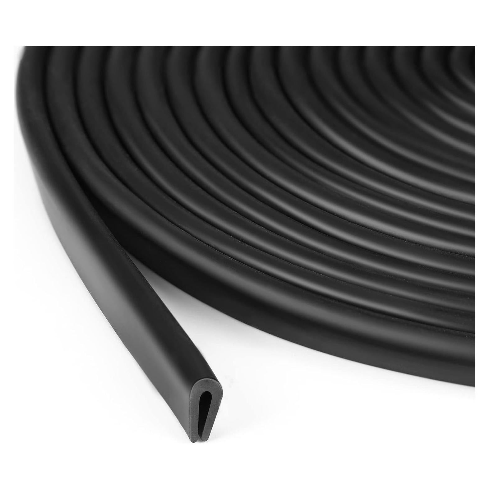 Bisel de canal U de goma Tondiamo 6.1m negro para puertas