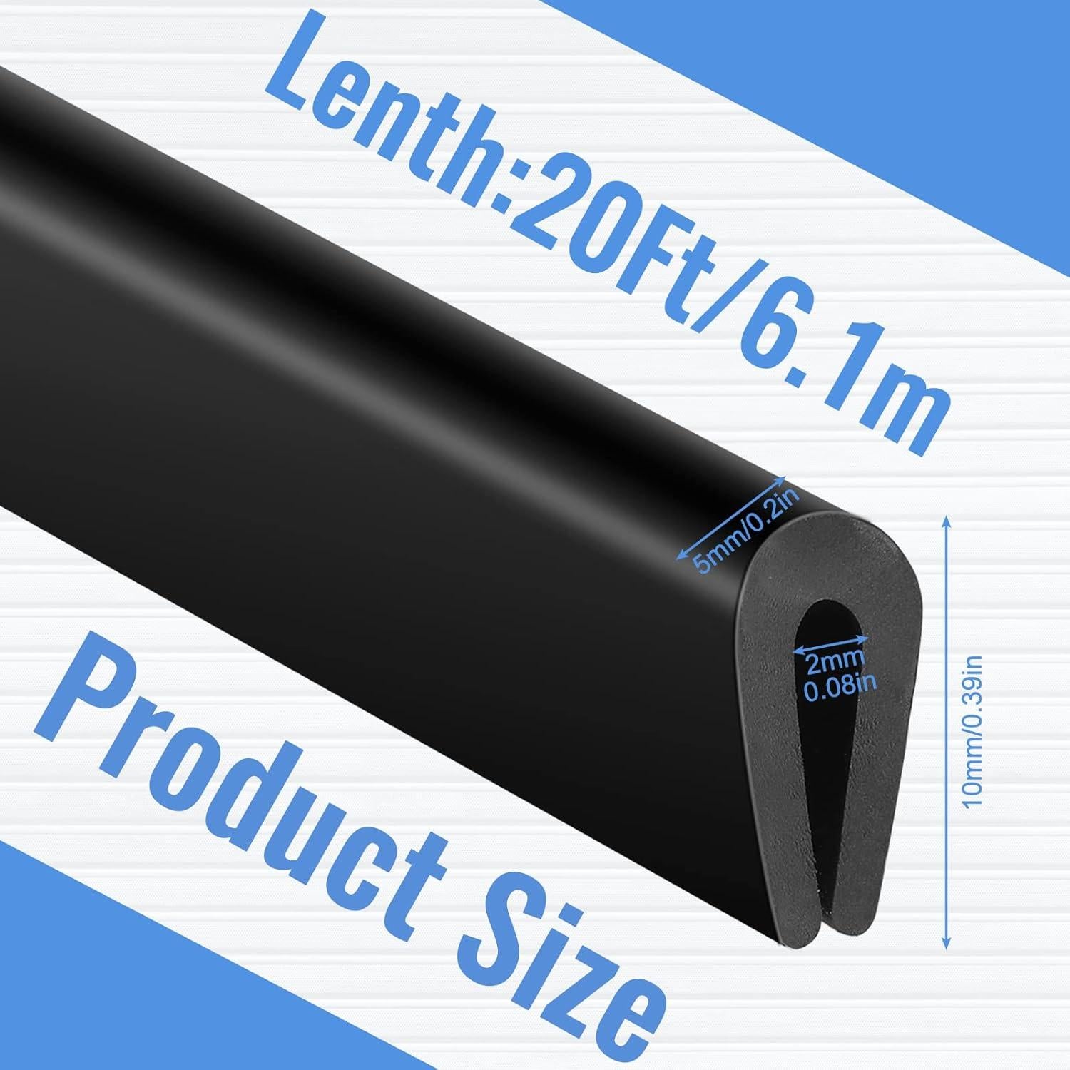 Bisel de canal U de goma Tondiamo 6.1m negro para puertas