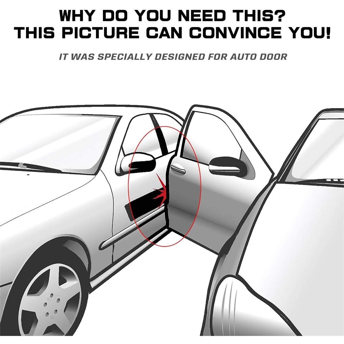 Protectores de Bordes de Puerta de Coche MYFAMIREA 10M Negro