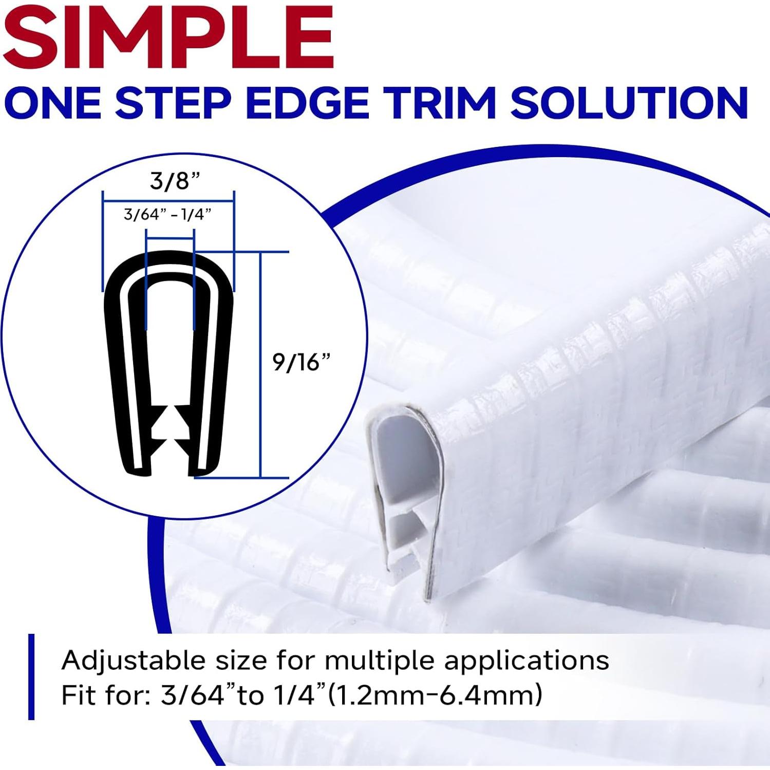 Bisel de Goma PVC EdgeSeal 3.05m Blanco para Bordes 1.2-6.4mm
