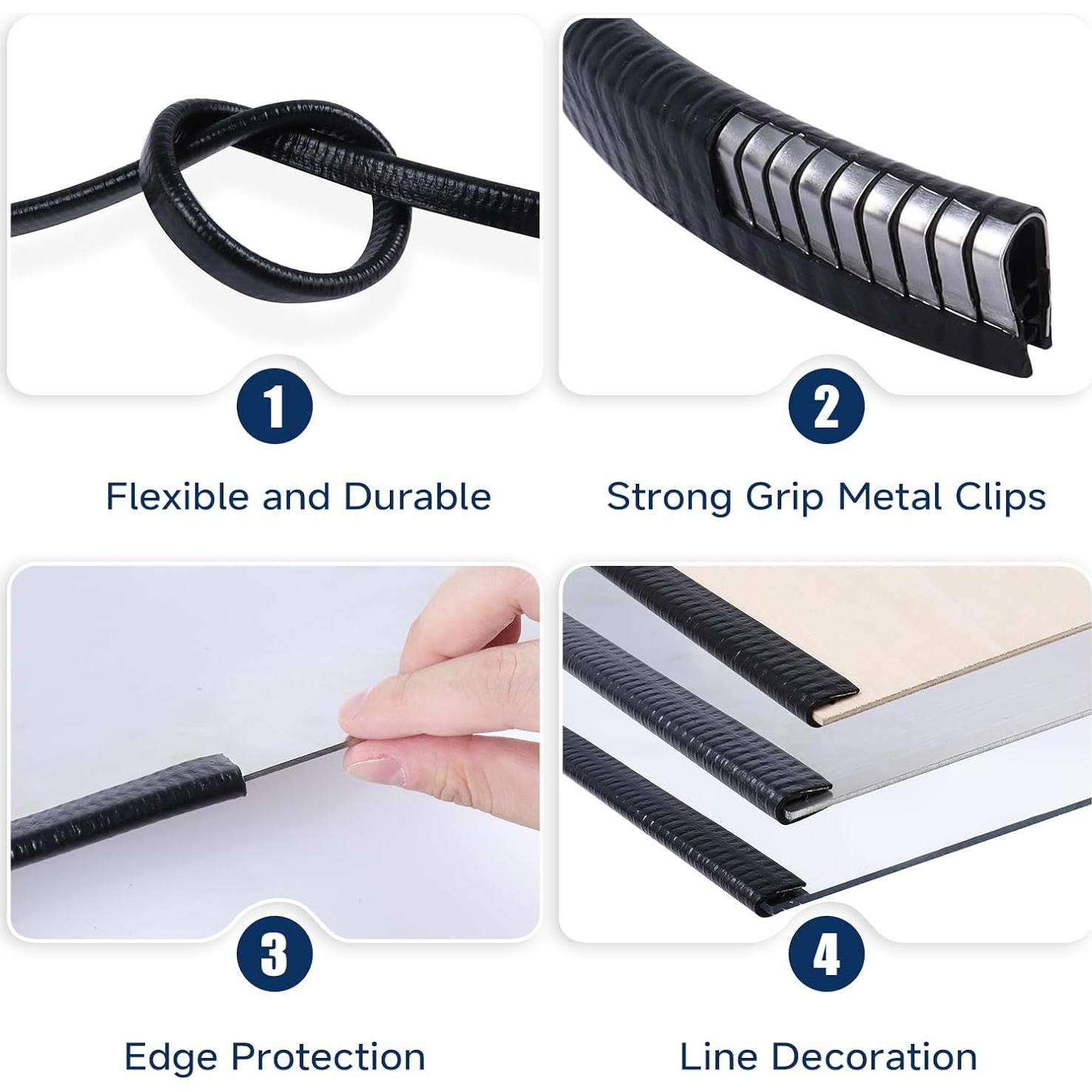 Bisel de Goma PVC EdgeSeal 3.05m Blanco para Bordes 1.2-6.4mm