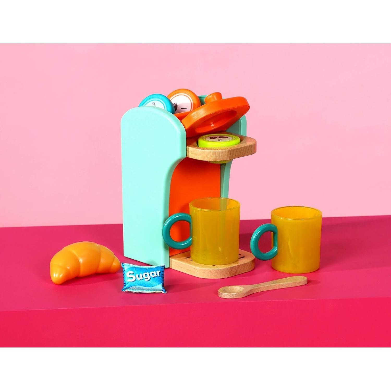 B. toys Máquina de Café de Madera con 10 Accesorios