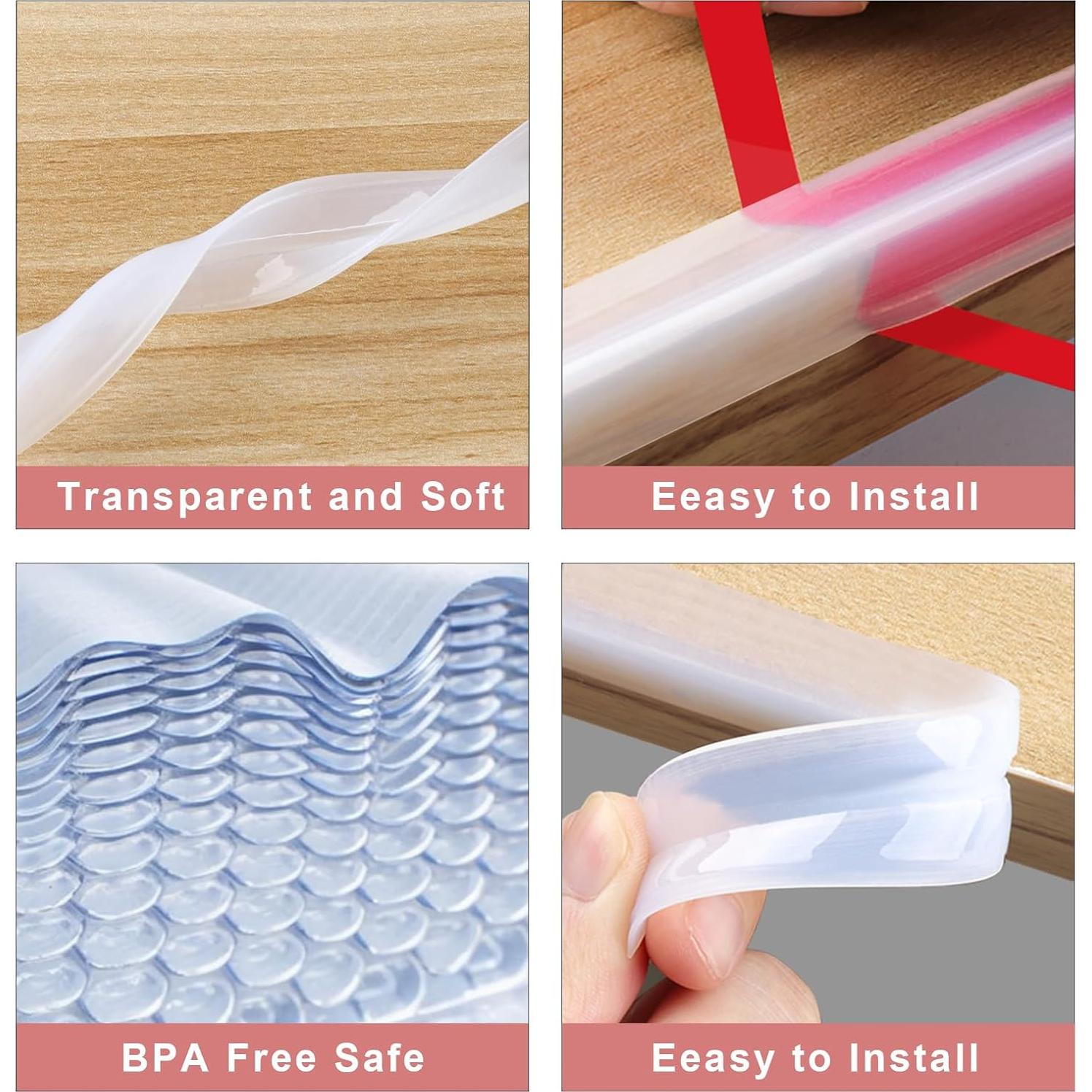 Protectores de Esquinas de Silicona HOMREALM 1m Transparente