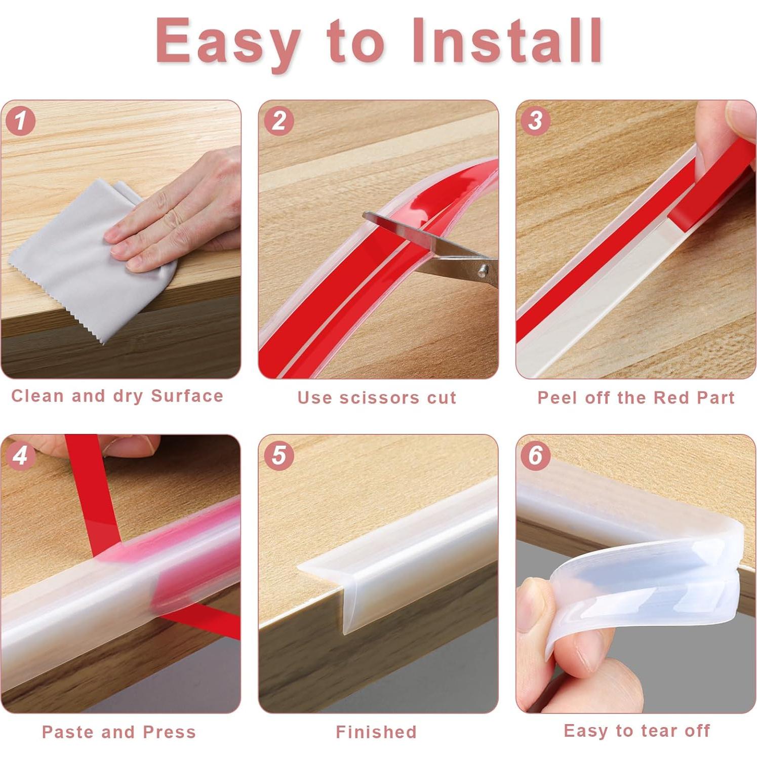 Protectores de Esquinas de Silicona HOMREALM 1m Transparente