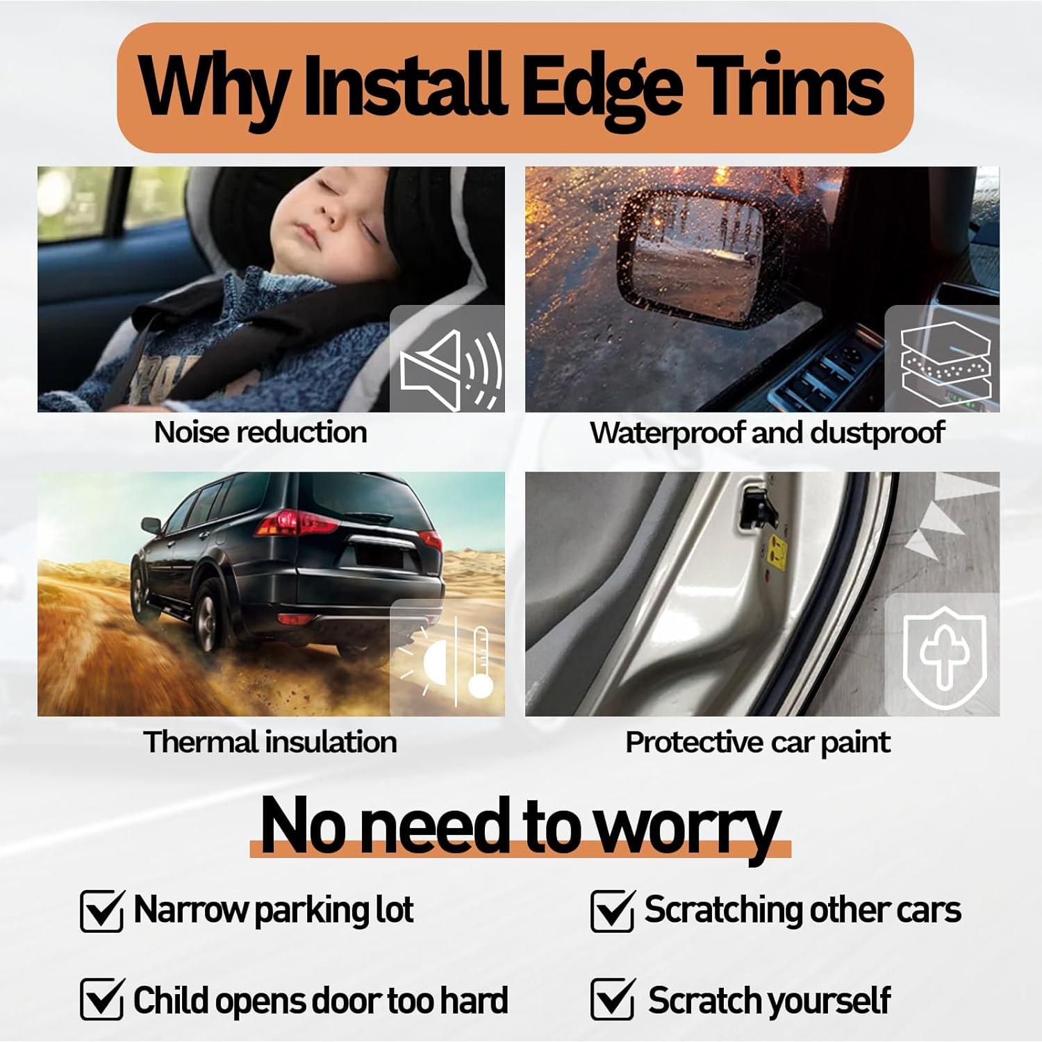 Protector de Bordes de Puertas de Coche Ecocstm 10m Negro