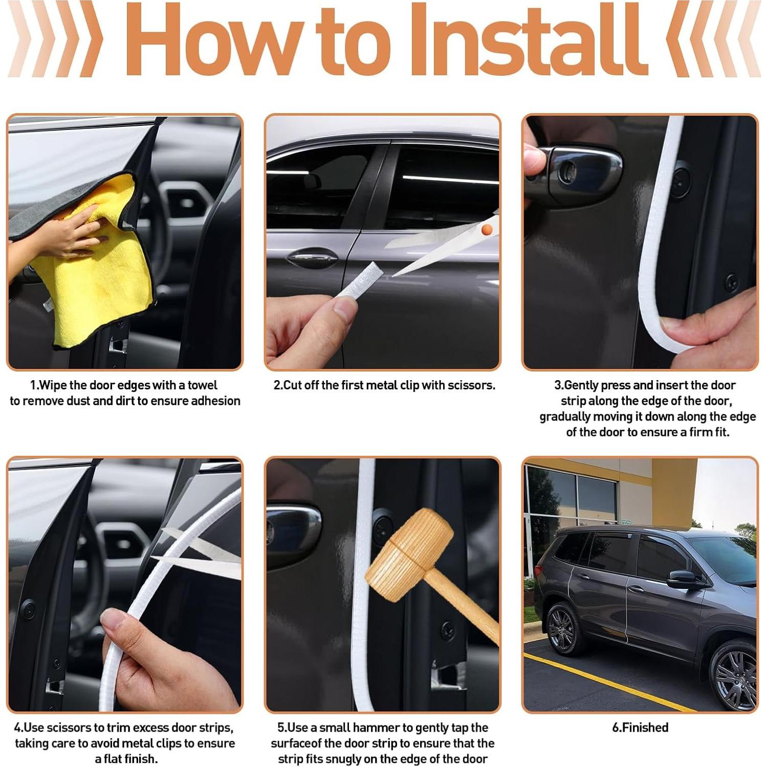 Protector de Bordes de Puertas de Coche Ecocstm 10m Negro