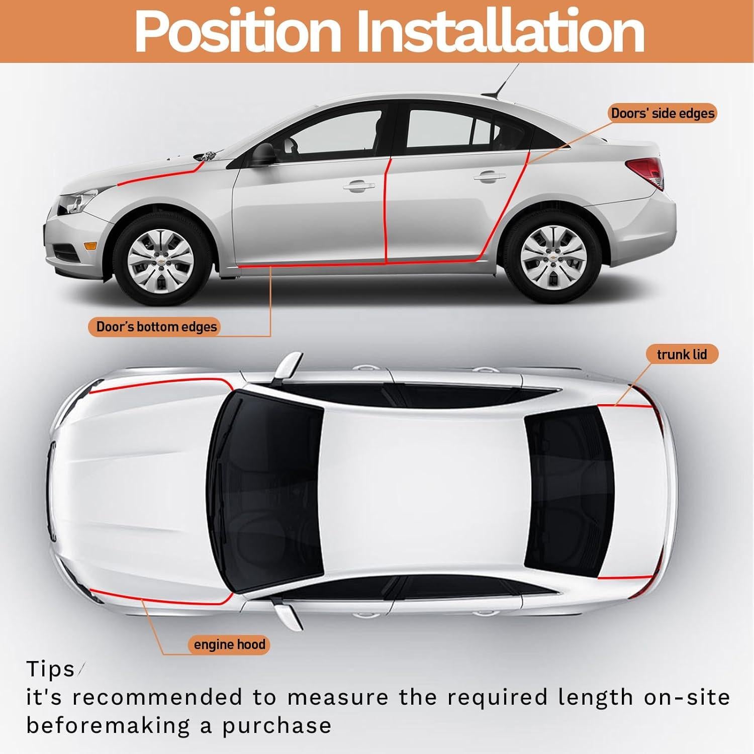 Protector de Bordes de Puertas de Coche Ecocstm 10m Negro