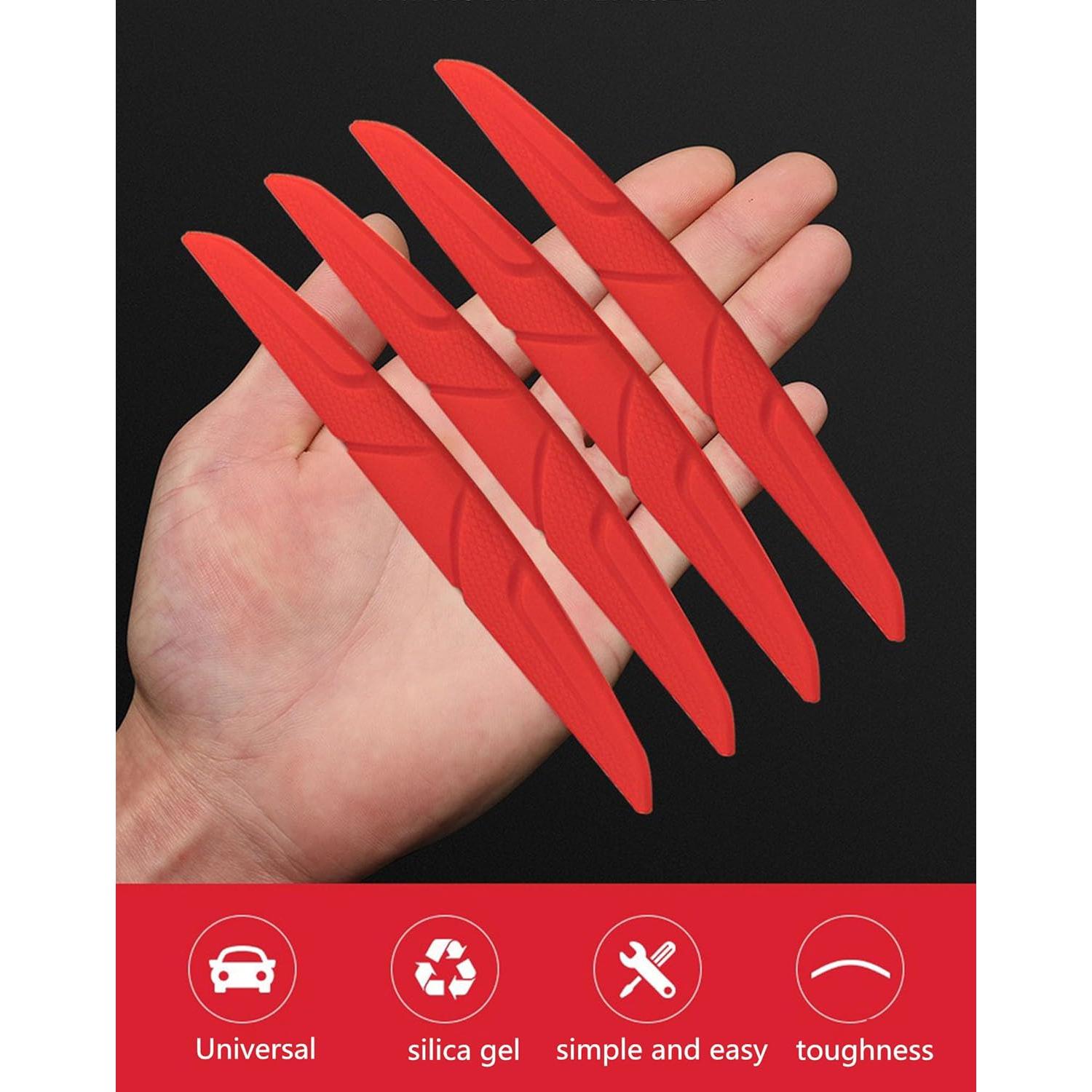 Protector de Bisel de Puerta de Coche AngeLeyeQii 4 Piezas Rojo