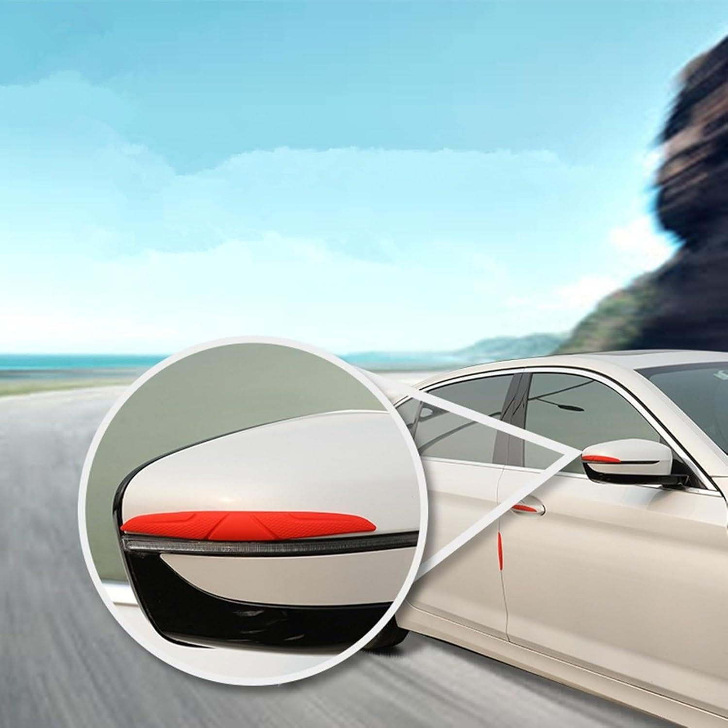 Protector de Bisel de Puerta de Coche AngeLeyeQii 4 Piezas Rojo