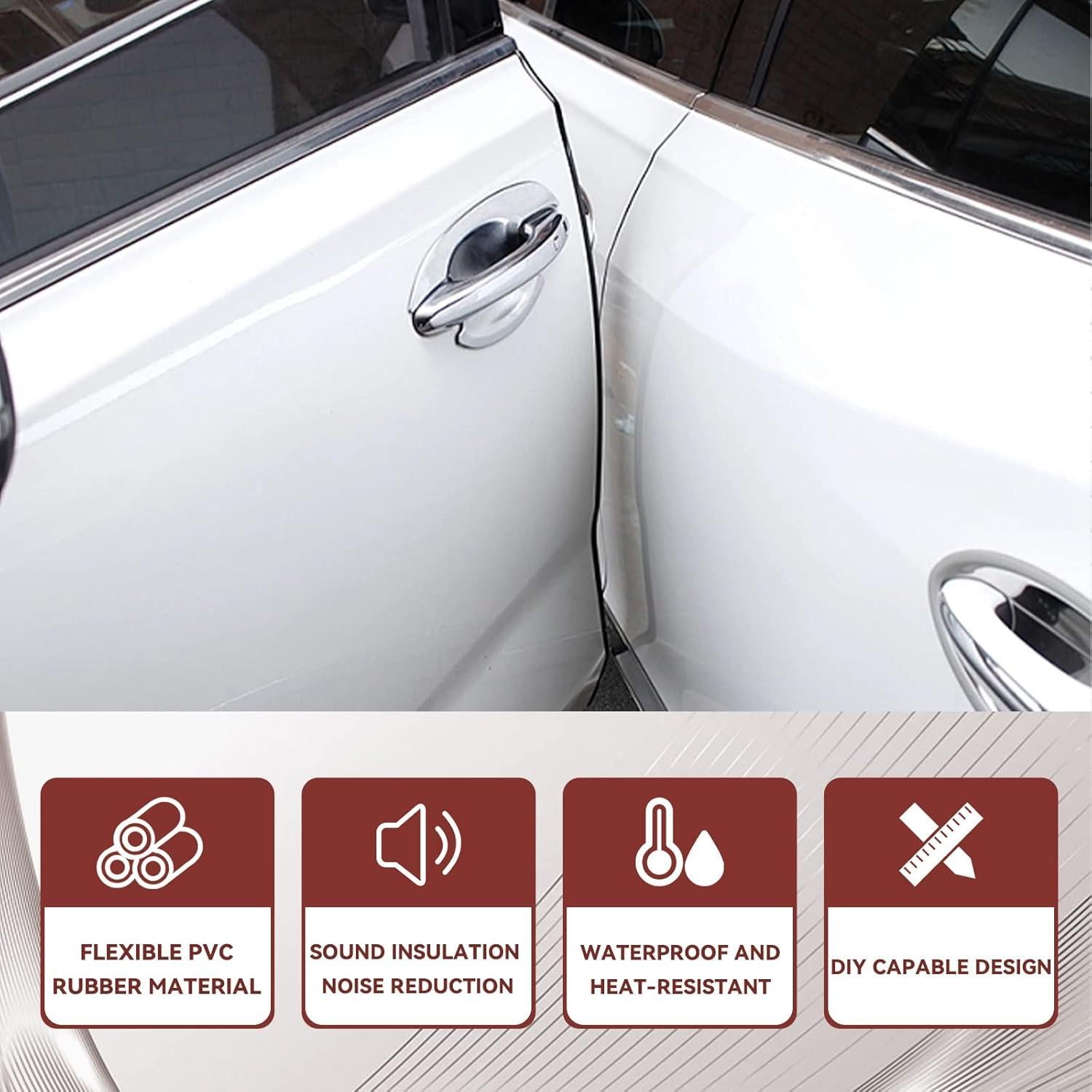 Protector de Bordes de Puertas de Auto NTNEV 10m Goma PVC Negro