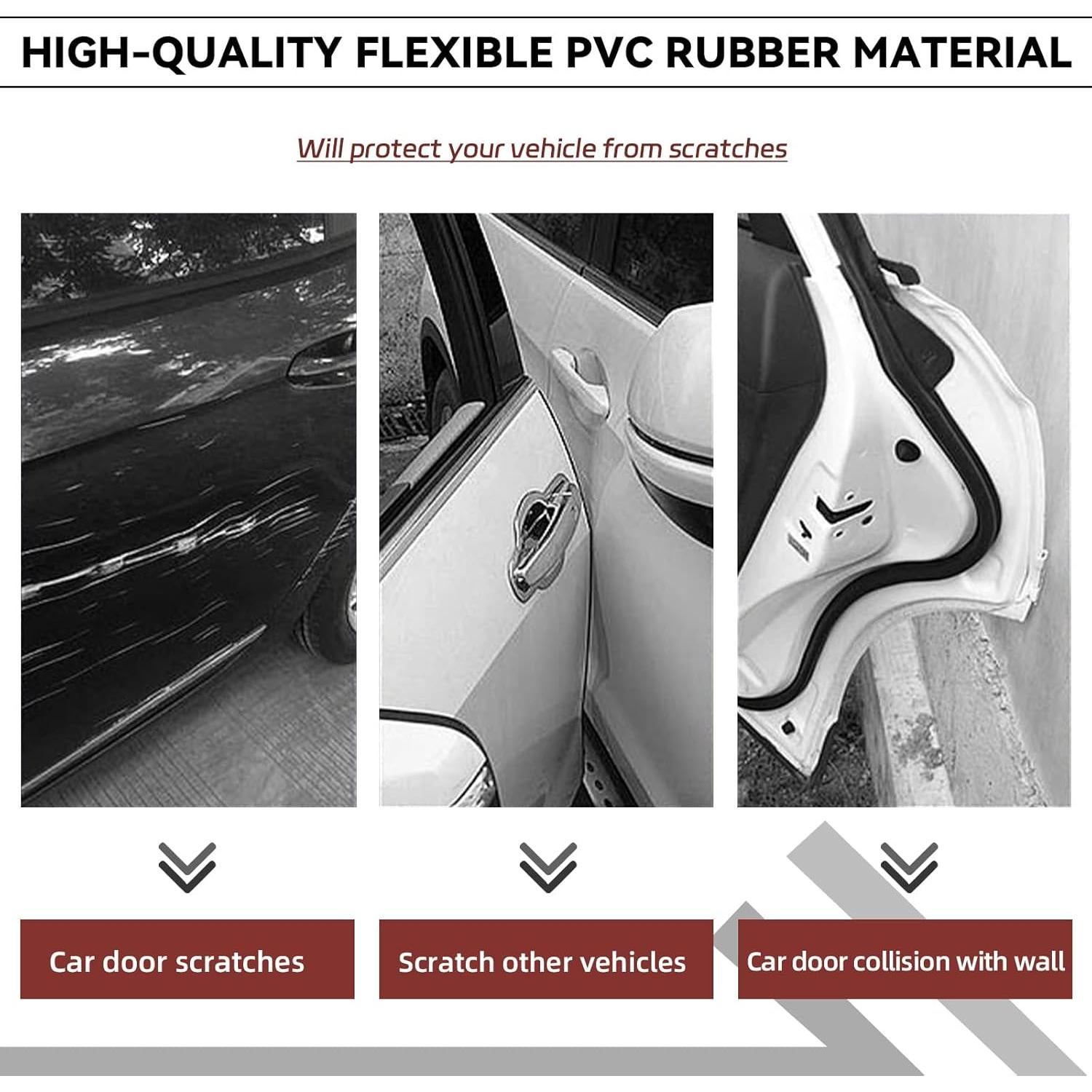 Protector de Bordes de Puertas de Auto NTNEV 10m Goma PVC Negro