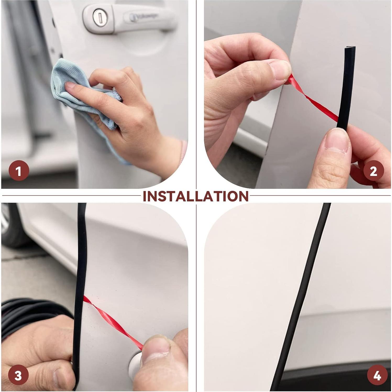 Protector de Bordes de Puertas de Auto NTNEV 10m Goma PVC Negro