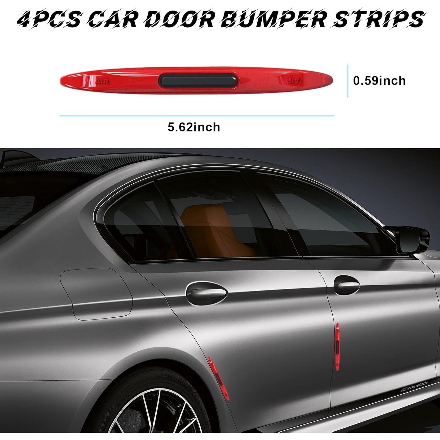 4 Protectores de Bisel de Puerta de Auto Suvnie Rojo