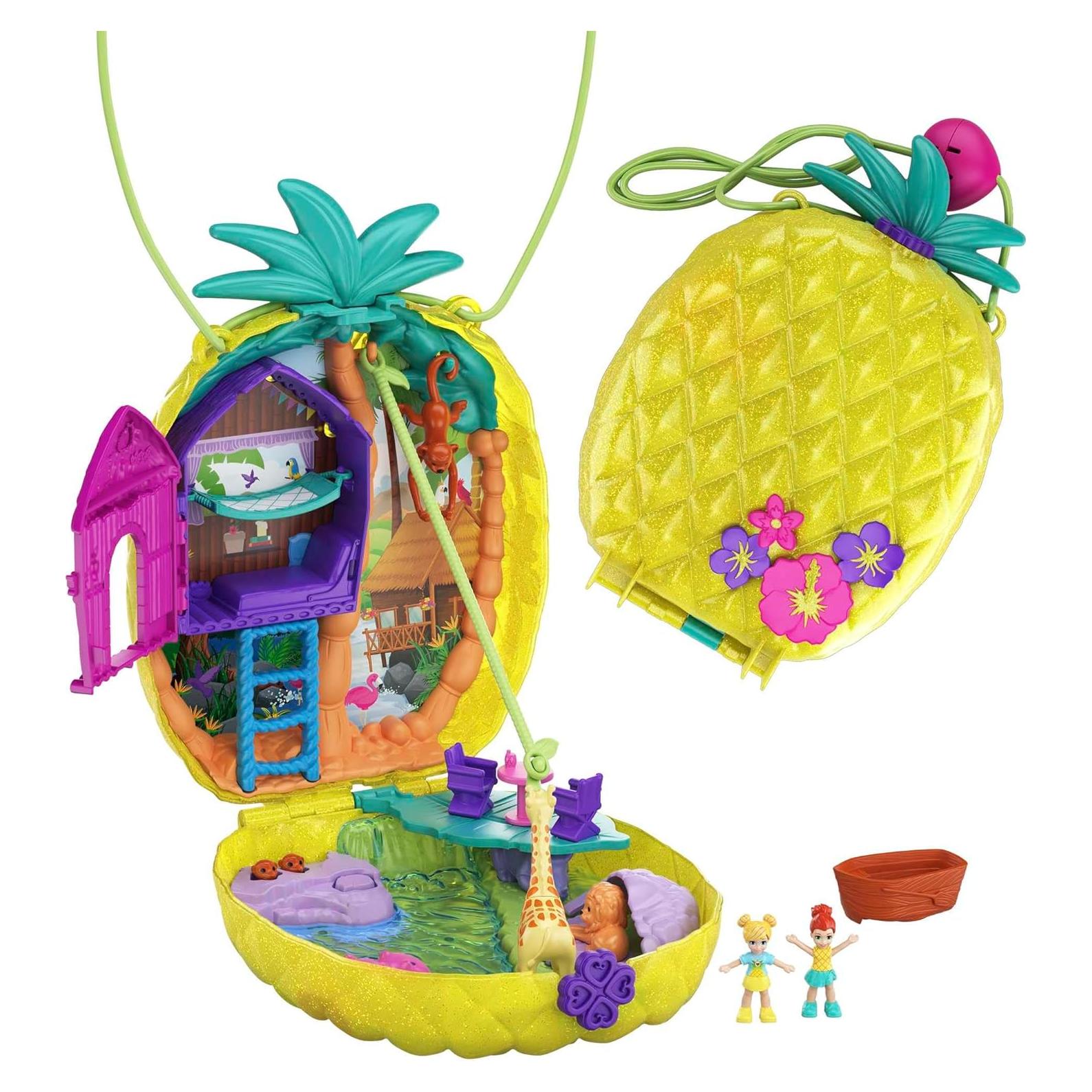 Bolso Compacto Polly Pocket Piña Tropicool con Muñecas