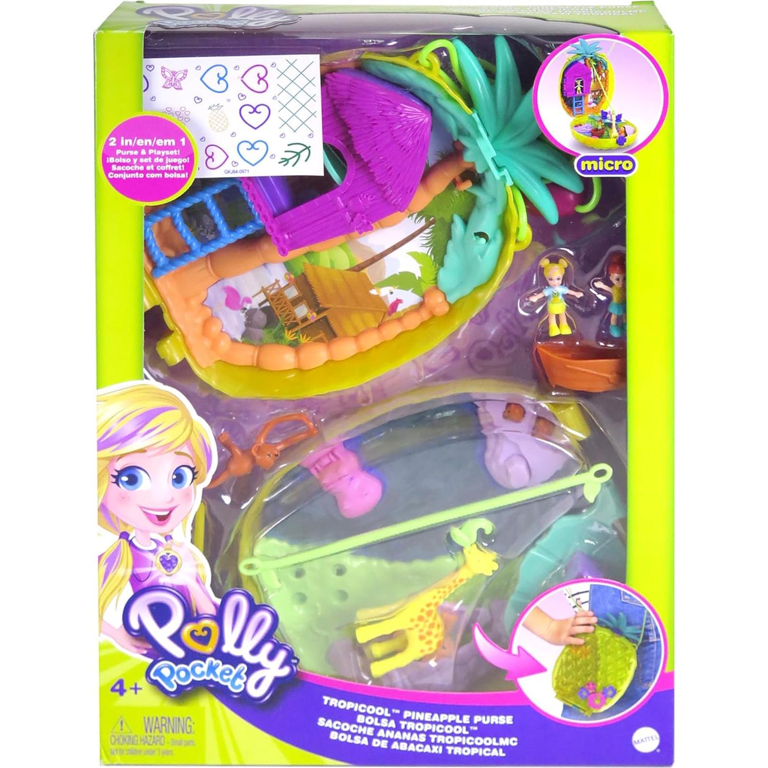Bolso Compacto Polly Pocket Piña Tropicool con Muñecas