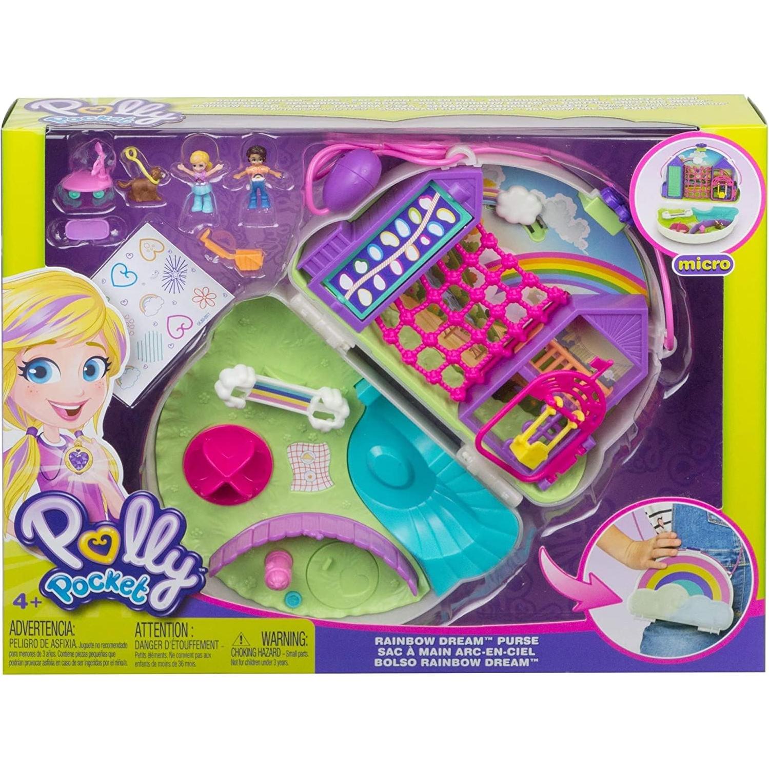Bolso compacto Rainbow Dream Polly Pocket con muñecas y accesorios