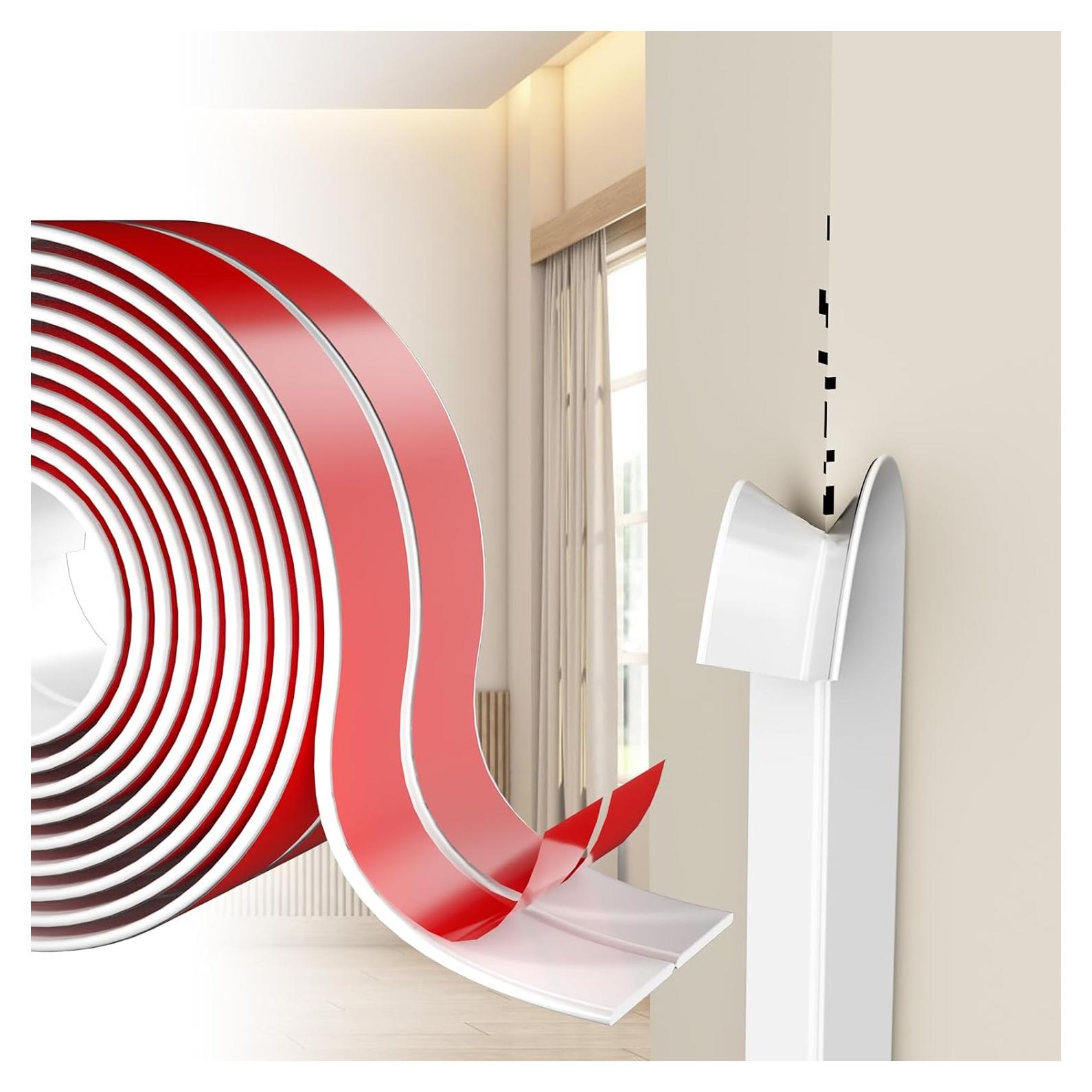 Protector de Esquina de Pared Nayotaa 6.1m Goma Flexible Blanco