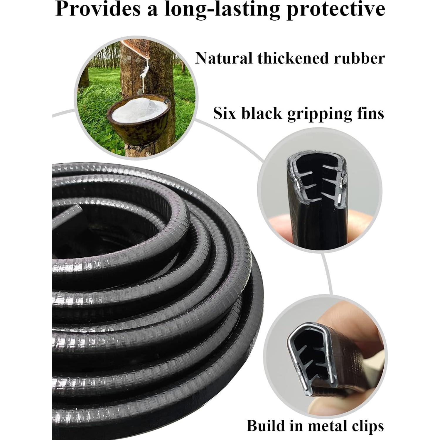 Moldura de Bisel de Goma Negra SYOAUTO 10 Pies (3 Metros)