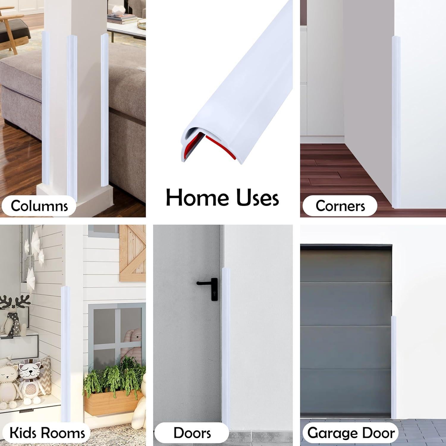 Protector de Esquinas de Pared Rubber Bond, 5 Piezas, Blanco