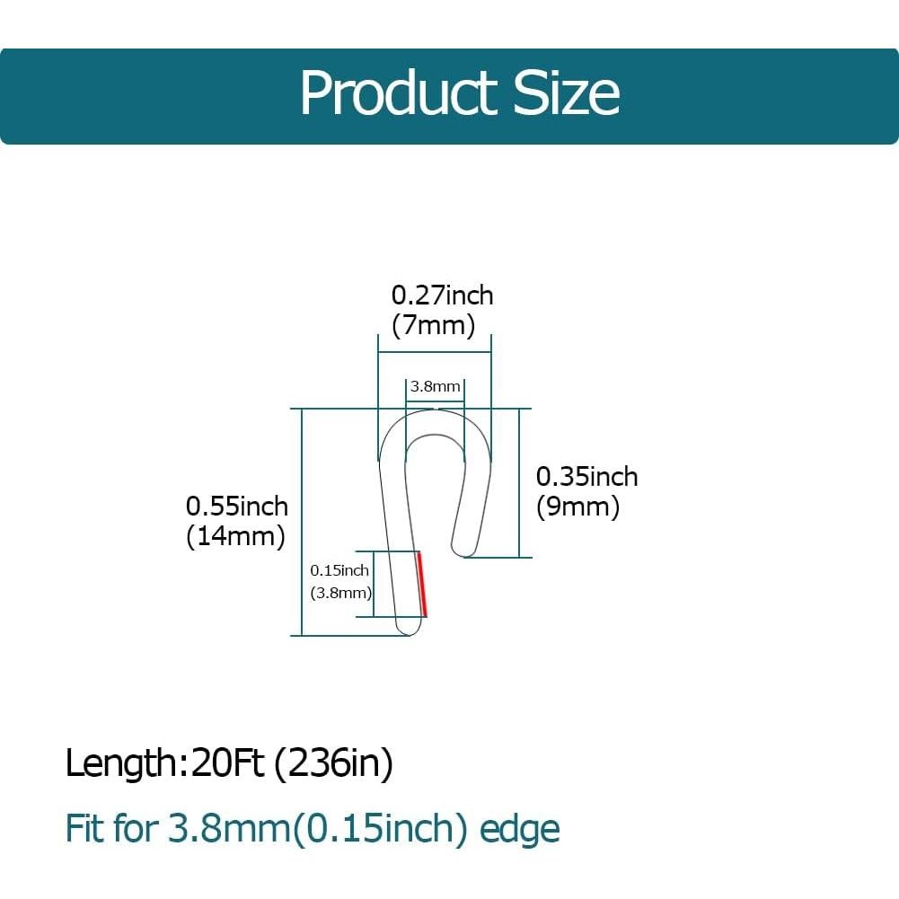 Bisel de Goma Transparente Tintvent 20 pies para Bordes 2.3-3.8 mm