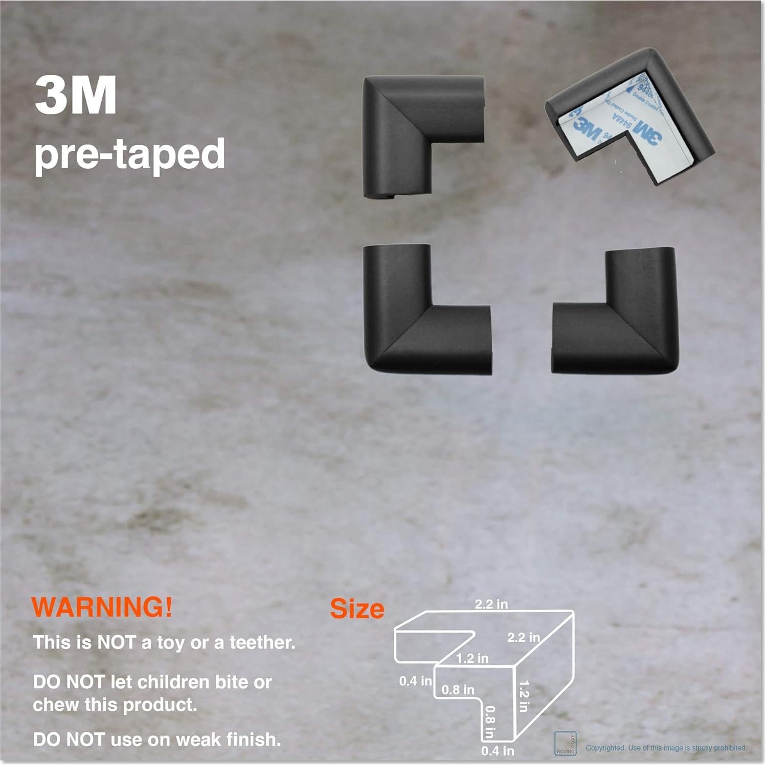 Roving Cove Protector de Esquinas para Bebés 16 Piezas Negro