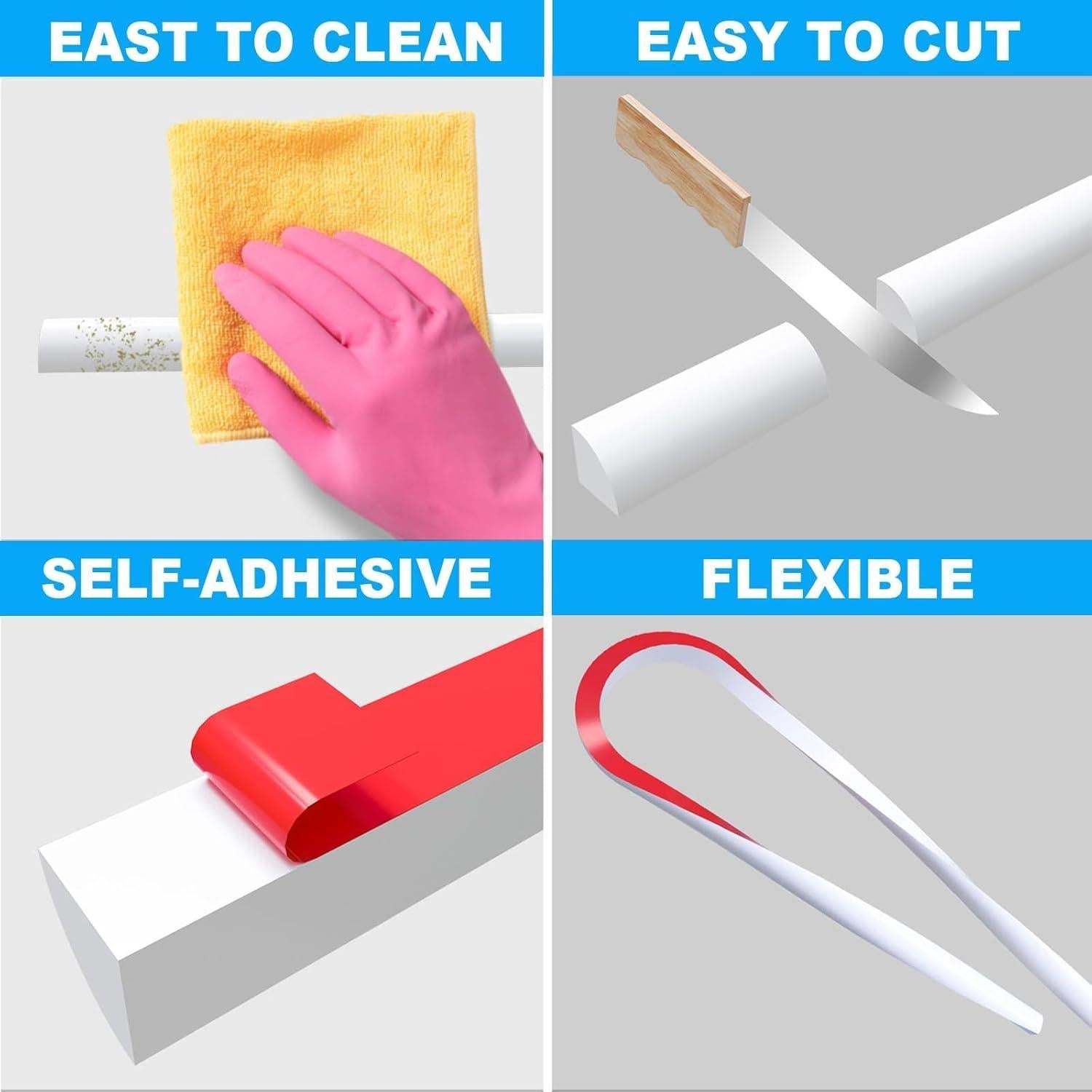 Moldura Cuarto Redondo Duzzy 200.66 cm Silicona Adhesiva