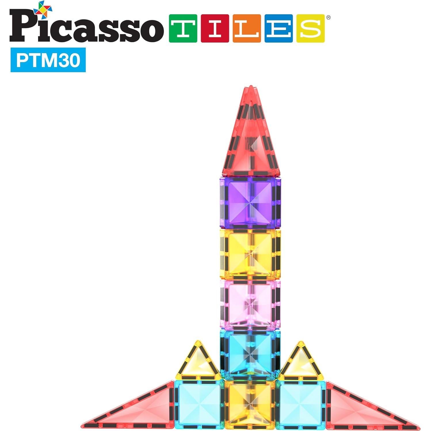 PicassoTiles Mini 30 Piezas Azulejos Magnéticos Juguete STEM