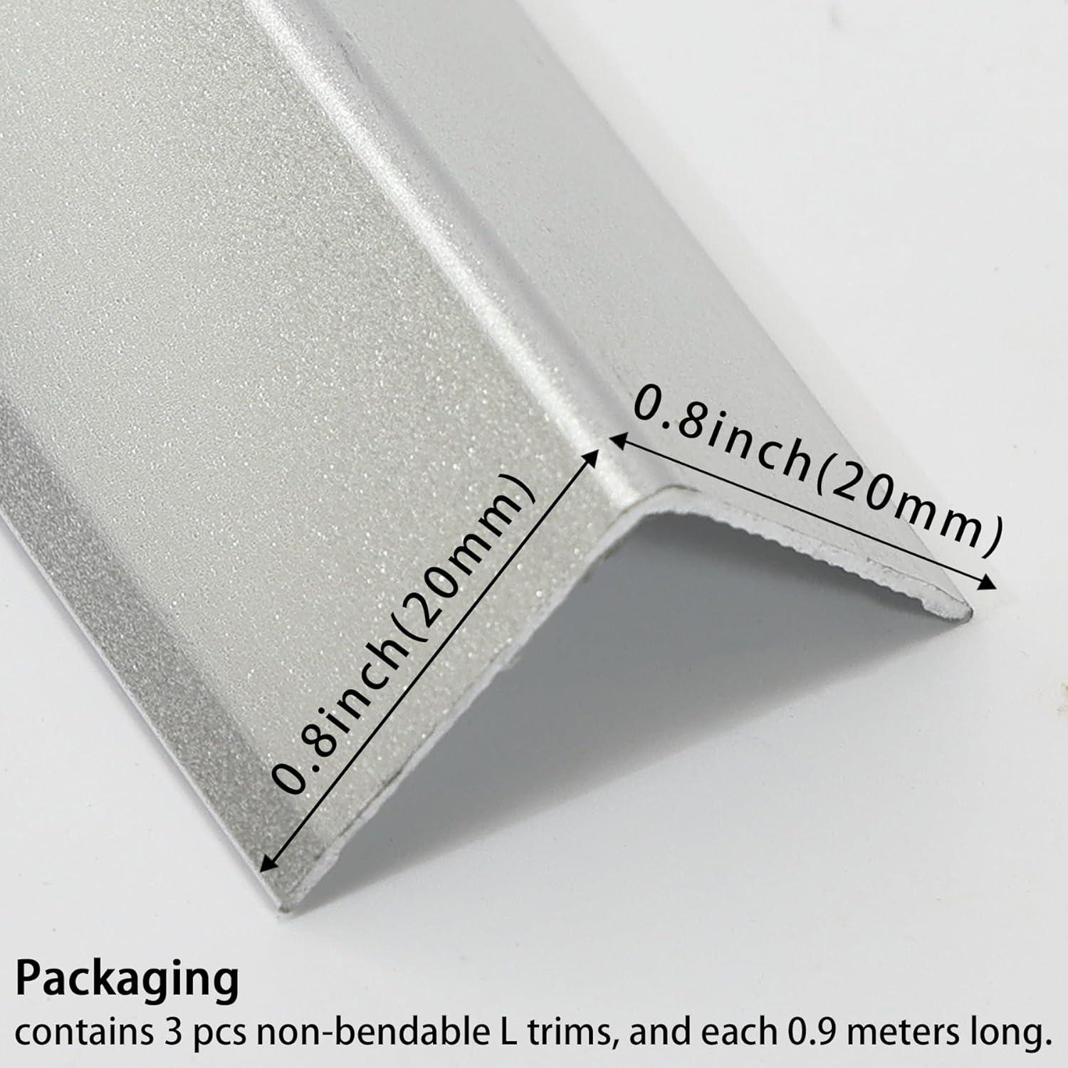 Protectores de Esquinas de Aluminio Coengwui 3Pcs 0.88m Plata Mate