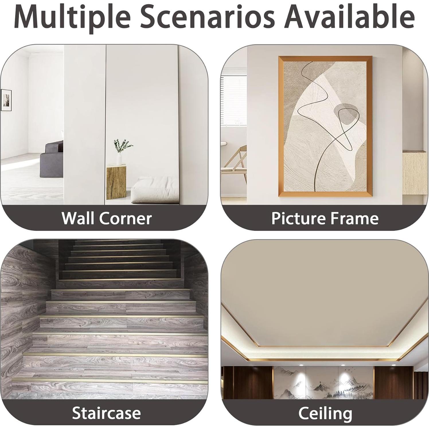 Protectores de Esquinas de Aluminio Coengwui 3Pcs 0.88m Plata Mate