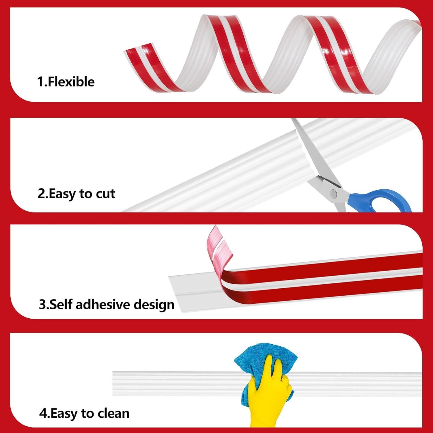 Protector de Esquinas de Pared Yonilarey 6.1m Autoadhesivo Blanco