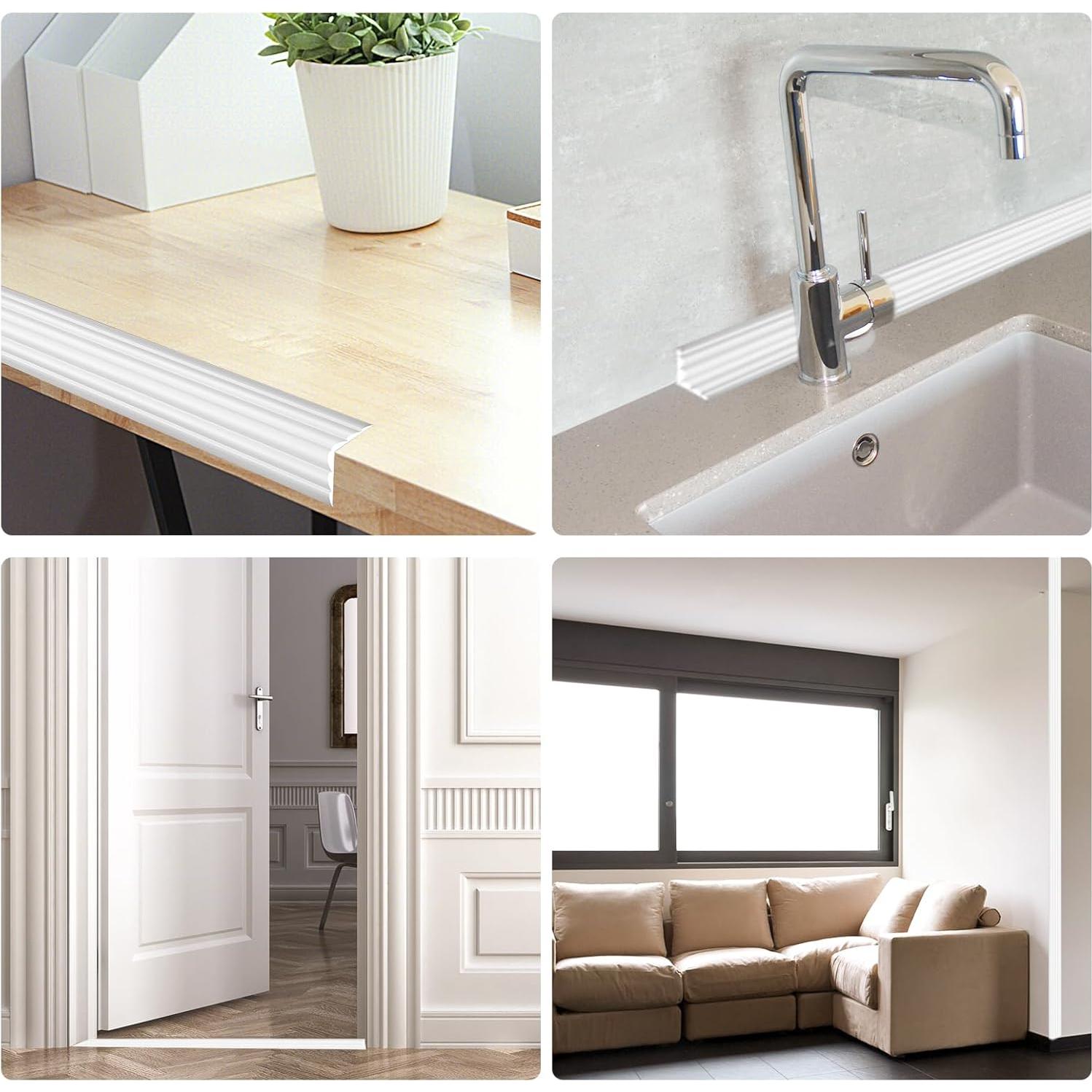 Protector de Esquinas de Pared Yonilarey 6.1m Autoadhesivo Blanco