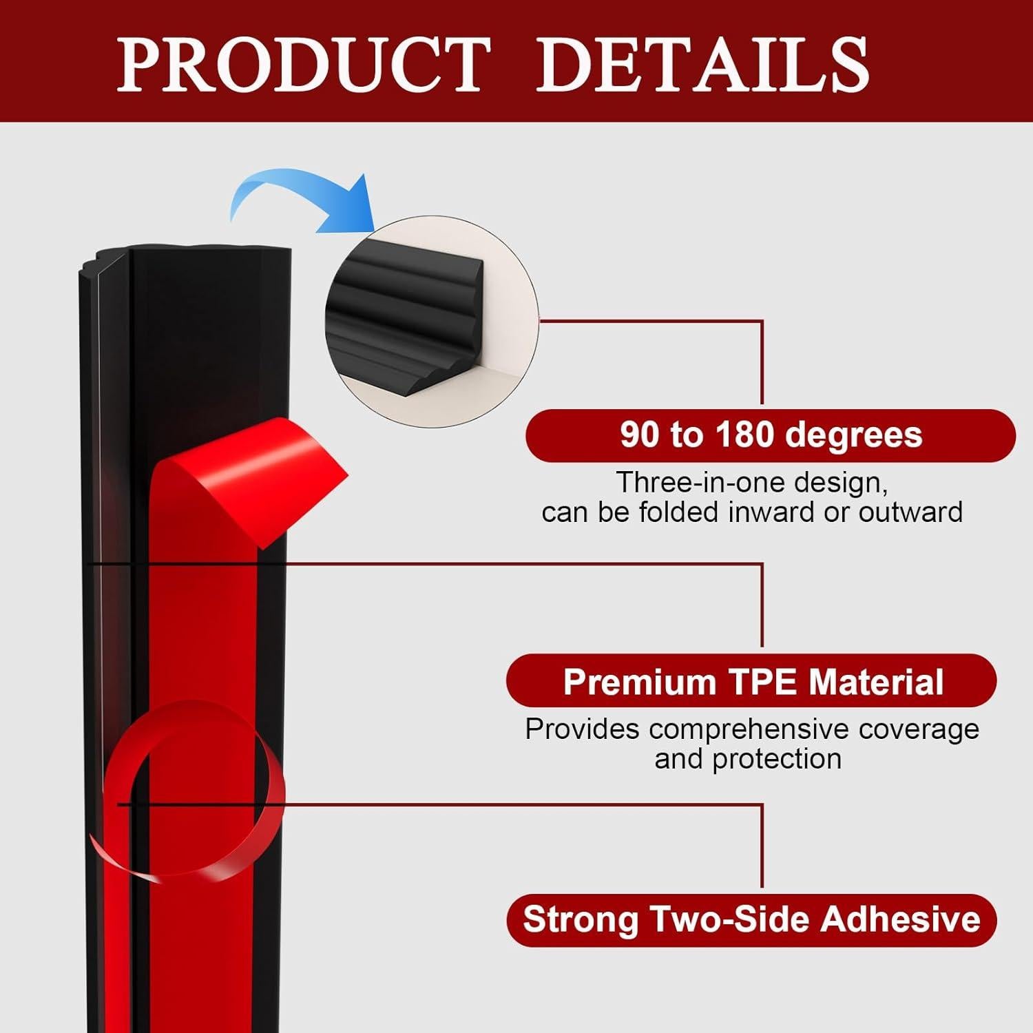 Protector de esquina Duzzy 3.2m autoadhesivo flexible negro