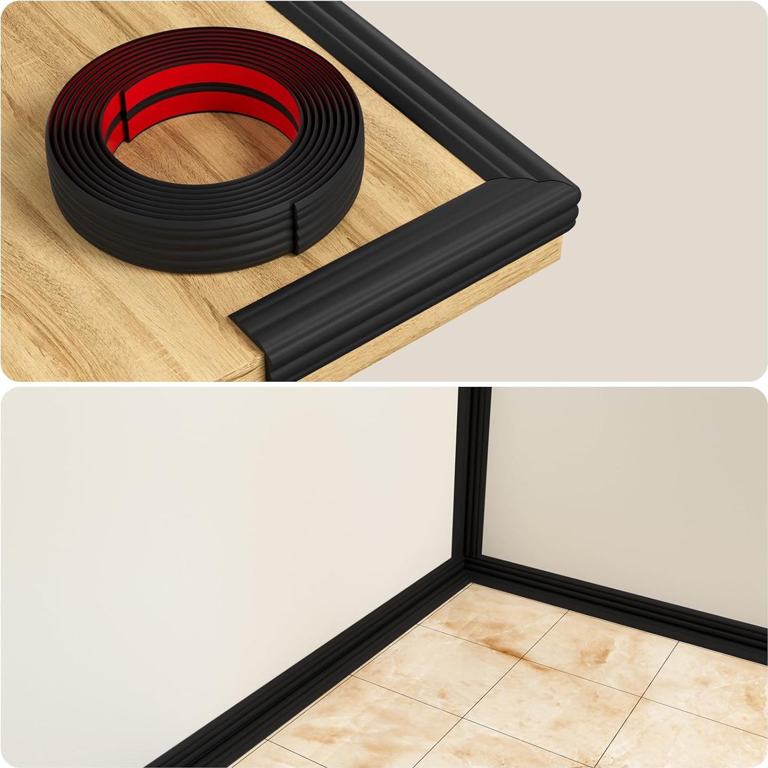 Protector de esquina Duzzy 3.2m autoadhesivo flexible negro