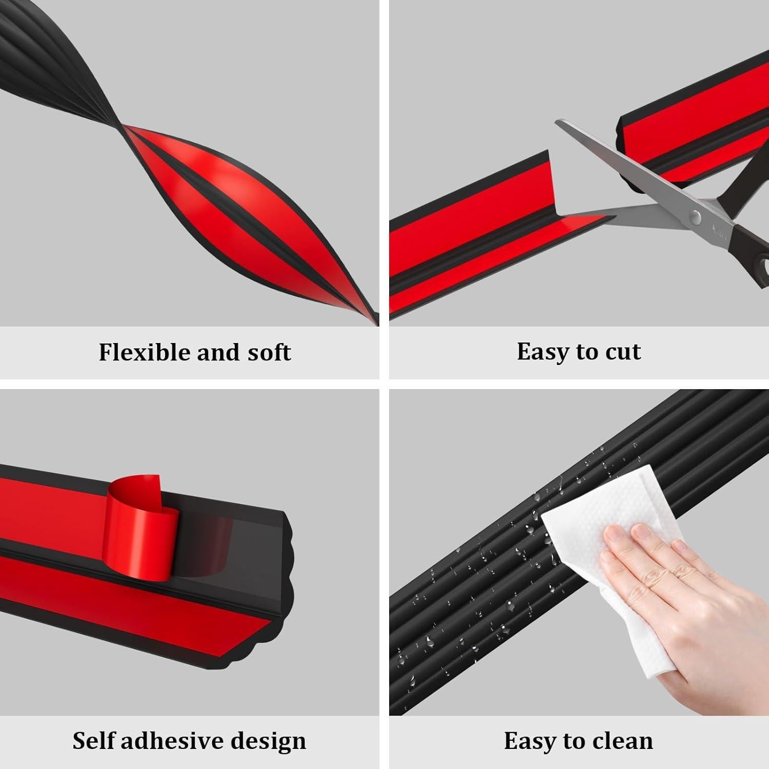 Protector de esquina Duzzy 3.2m autoadhesivo flexible negro