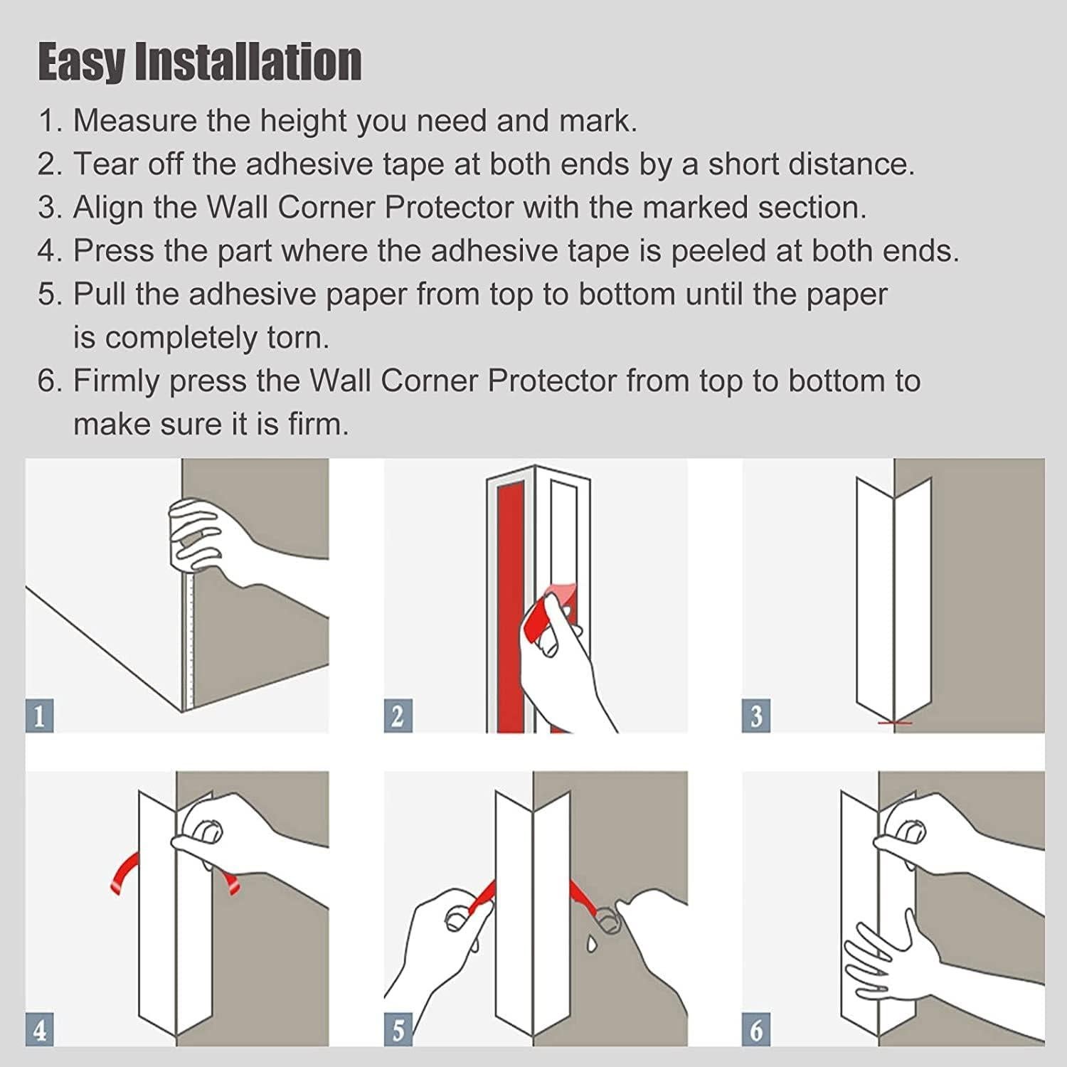Protector de Esquinas de Pared Apoctsddo 2 PCS PVC Blanco 90 cm