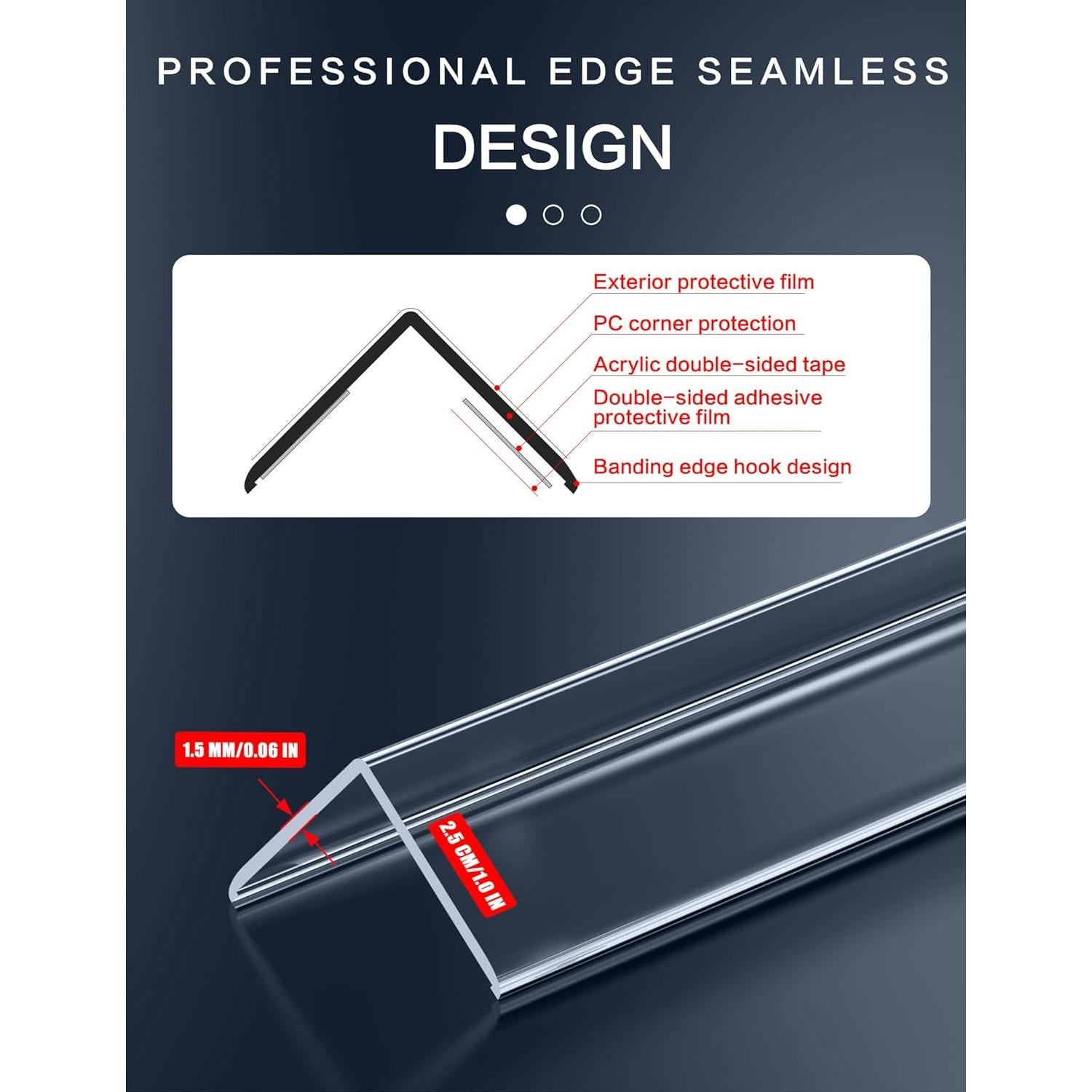 Protectores de Esquinas Transparentes Frychee 6PCS 91.44x2.54cm