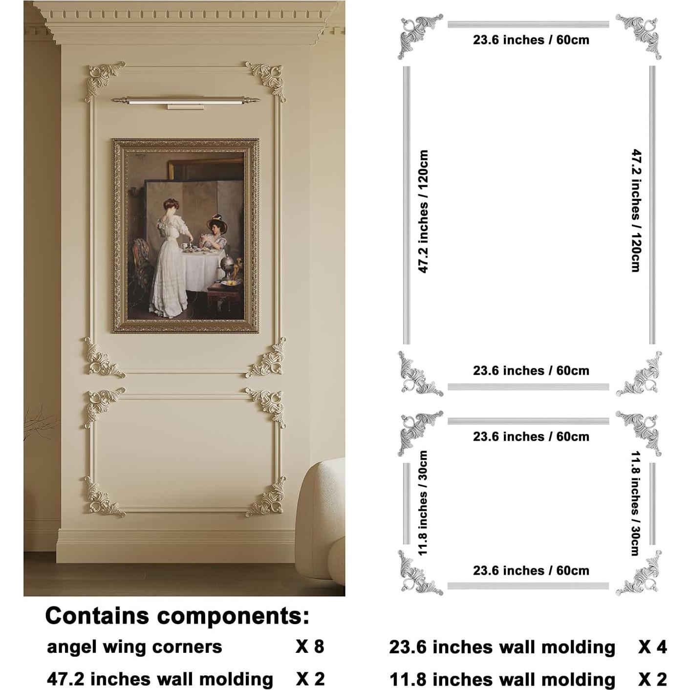 Kit de Molduras de Pared Premontadas YU LI 3DH 8 Esquinas Blancas