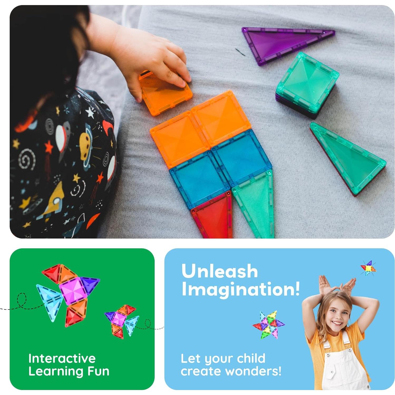 PicassoTiles Bloques Magnéticos 120 Piezas Mini Viaje