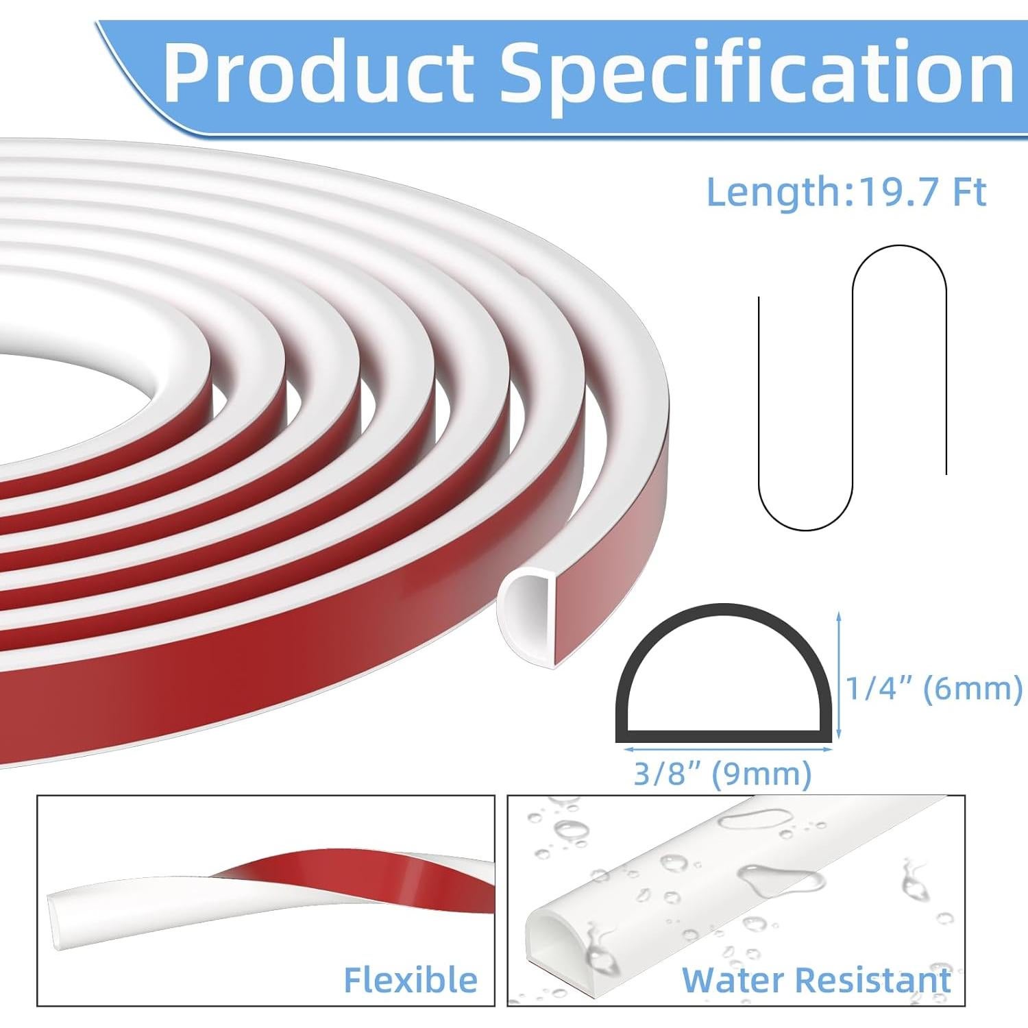 Sello de Aislamiento Draourness 6 m Blanco para Puertas y Ventanas