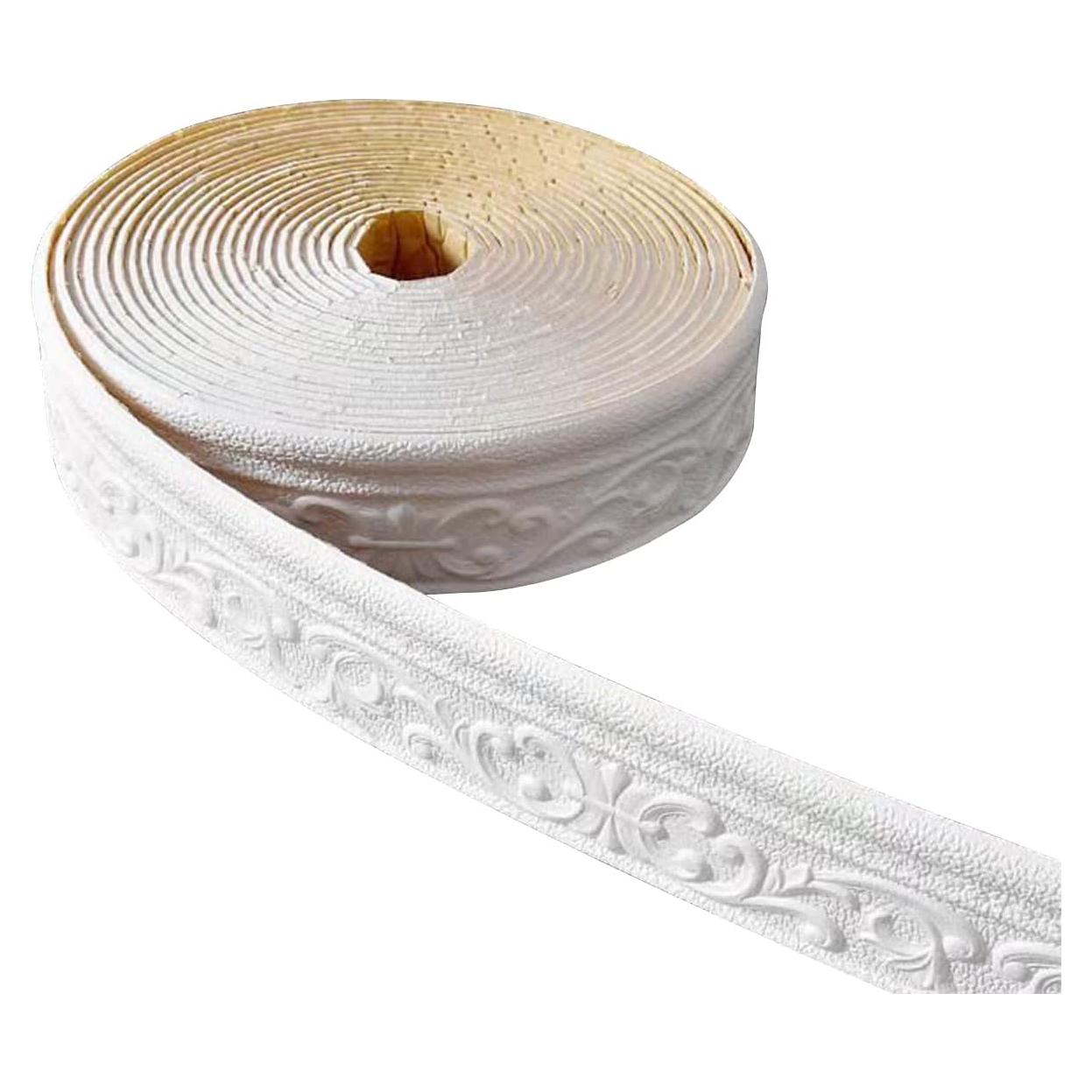 Borde de Papel Tapiz Autoadhesivo Cozylkx 8cm x 10m Blanco