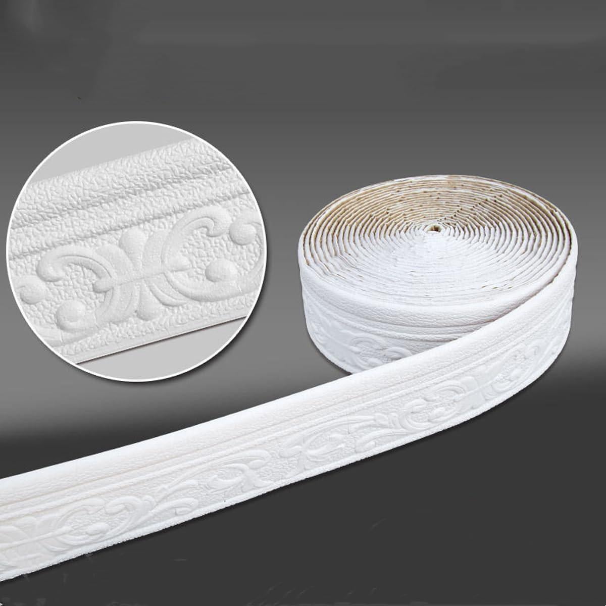 Borde de Papel Tapiz Autoadhesivo Cozylkx 8cm x 10m Blanco