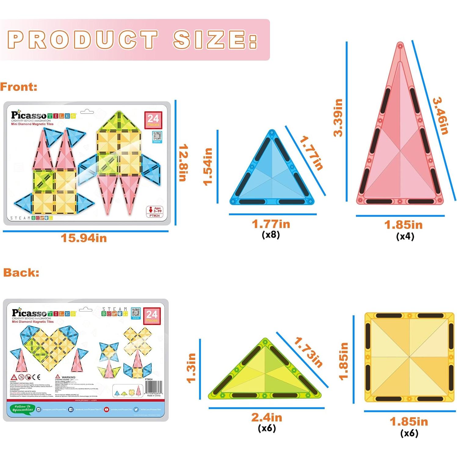 Bloques de Construcción Magnéticos PicassoTiles 24 Piezas Viaje