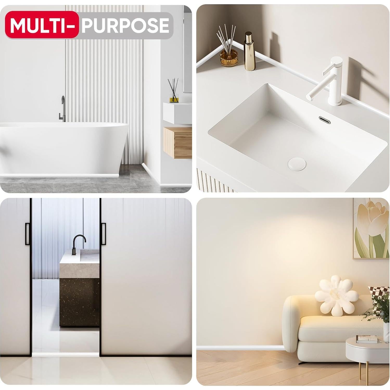 Moldura Flexible de Silicona Autoadhesiva Zehiels 99 cm Blanca