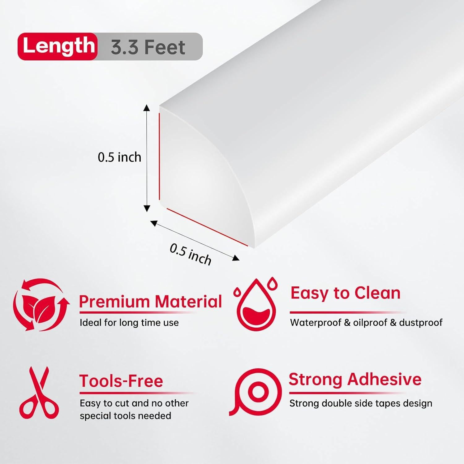 Moldura Flexible Autoadhesiva LSGCQ 1.0m Blanca para Esquinas