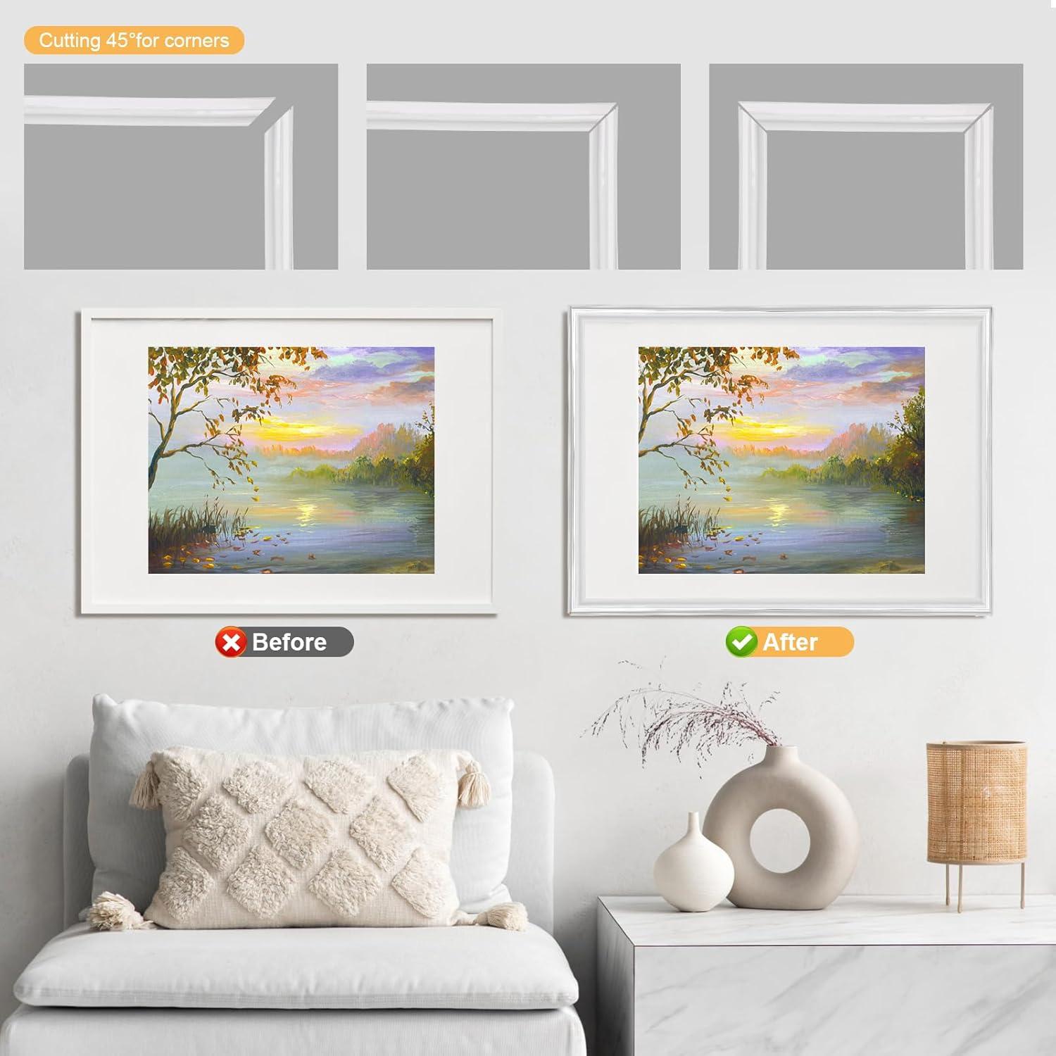 Moldura de Recorte de Pared Autoadhesiva Buulea 3m PVC Blanco