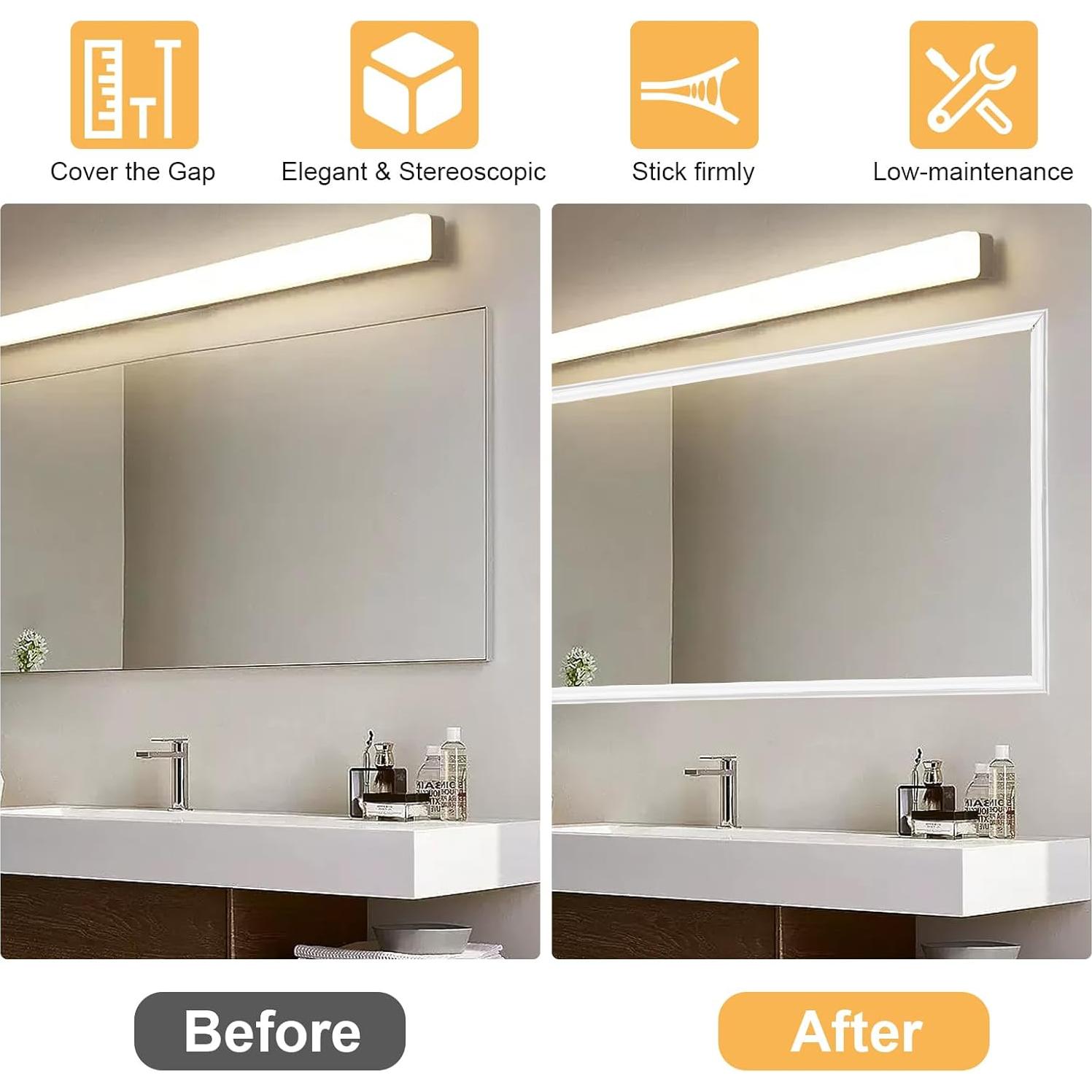 Moldura de Recorte de Pared Autoadhesiva Buulea 3m PVC Blanco