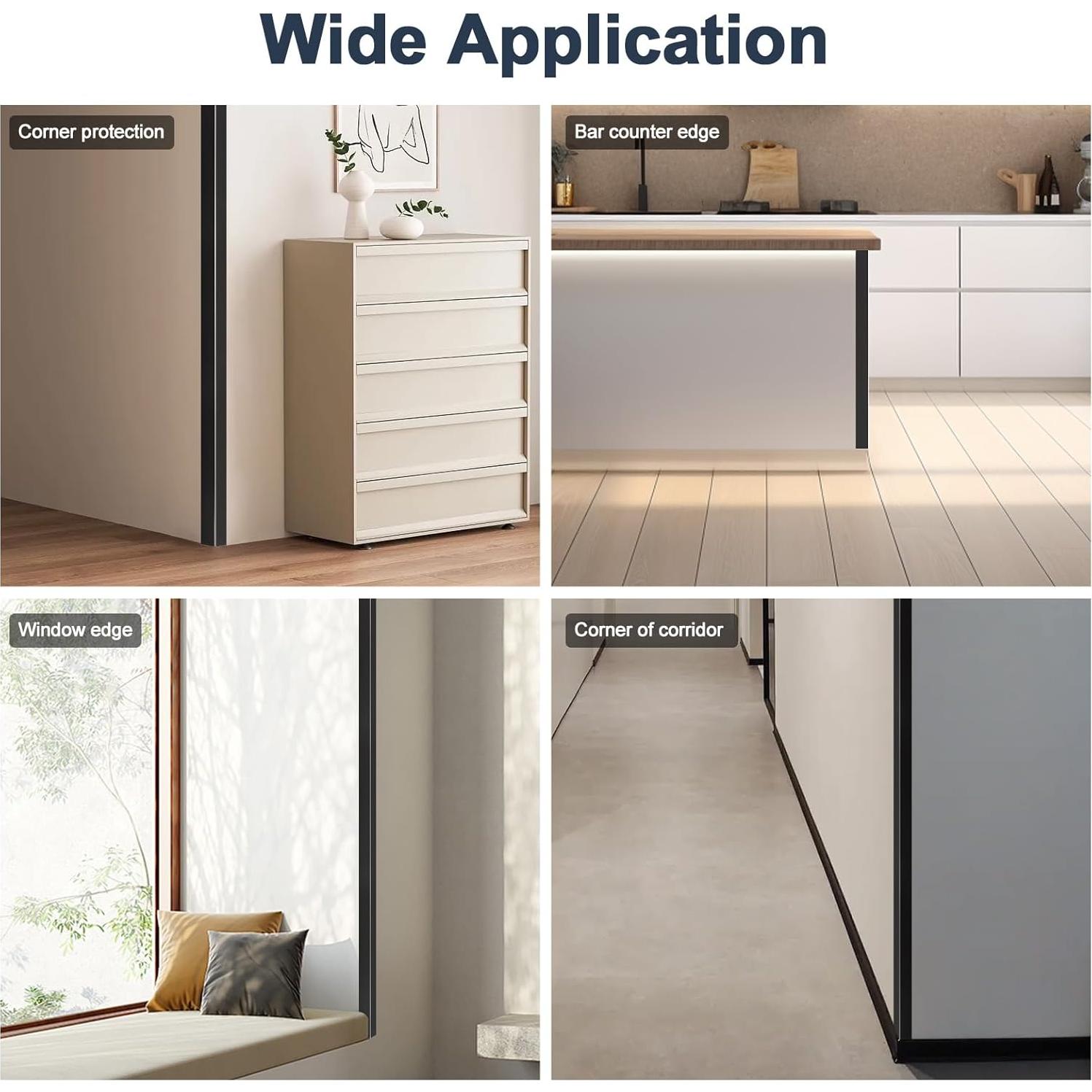 4 Protectores de Esquinas de Aluminio Jiekayi 114.3 cm Negro