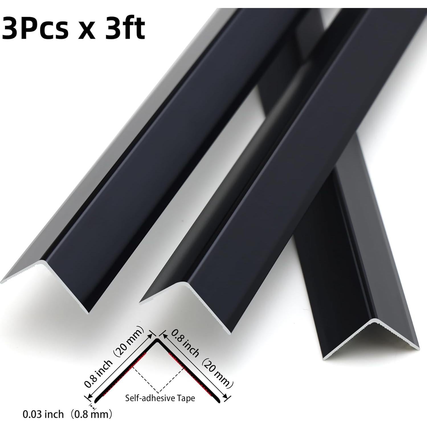 Guardias de Esquina de Aluminio Gaahing 3Pcs 0.9m Negro Mate