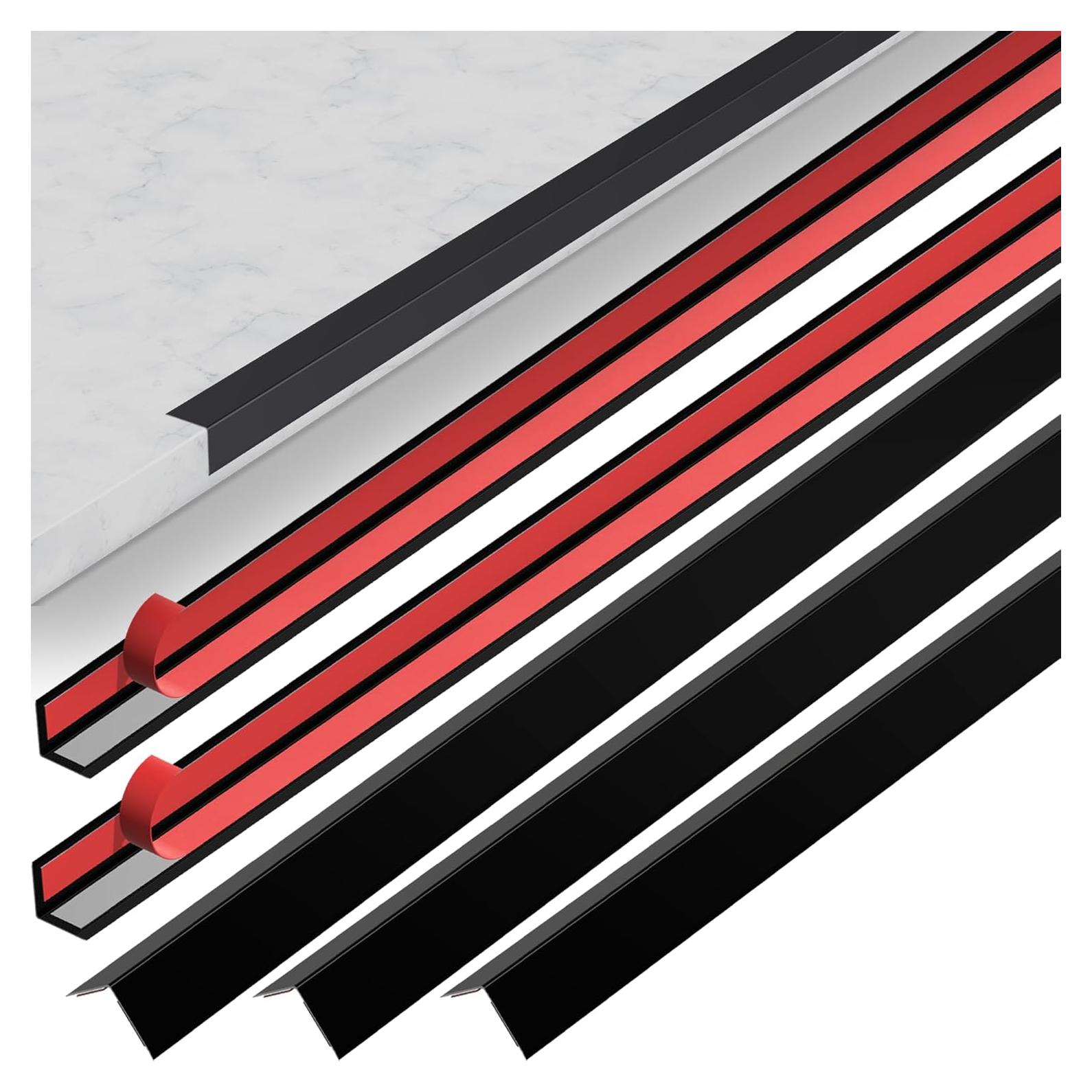 5 Piezas Protectores de Esquinas de Aluminio Negro 48 cm